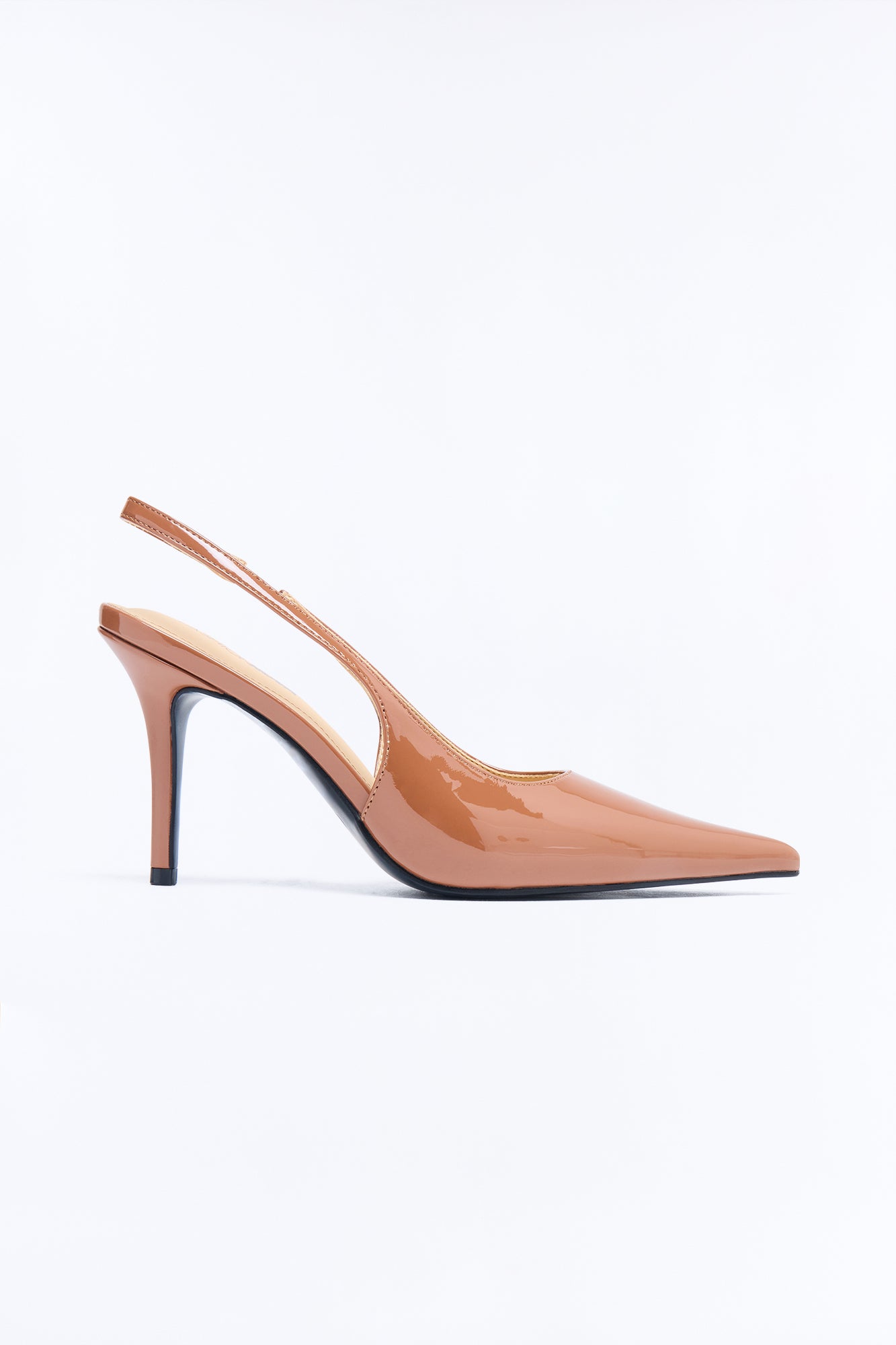 Alanis Patent Slingback Pumps - Cognac