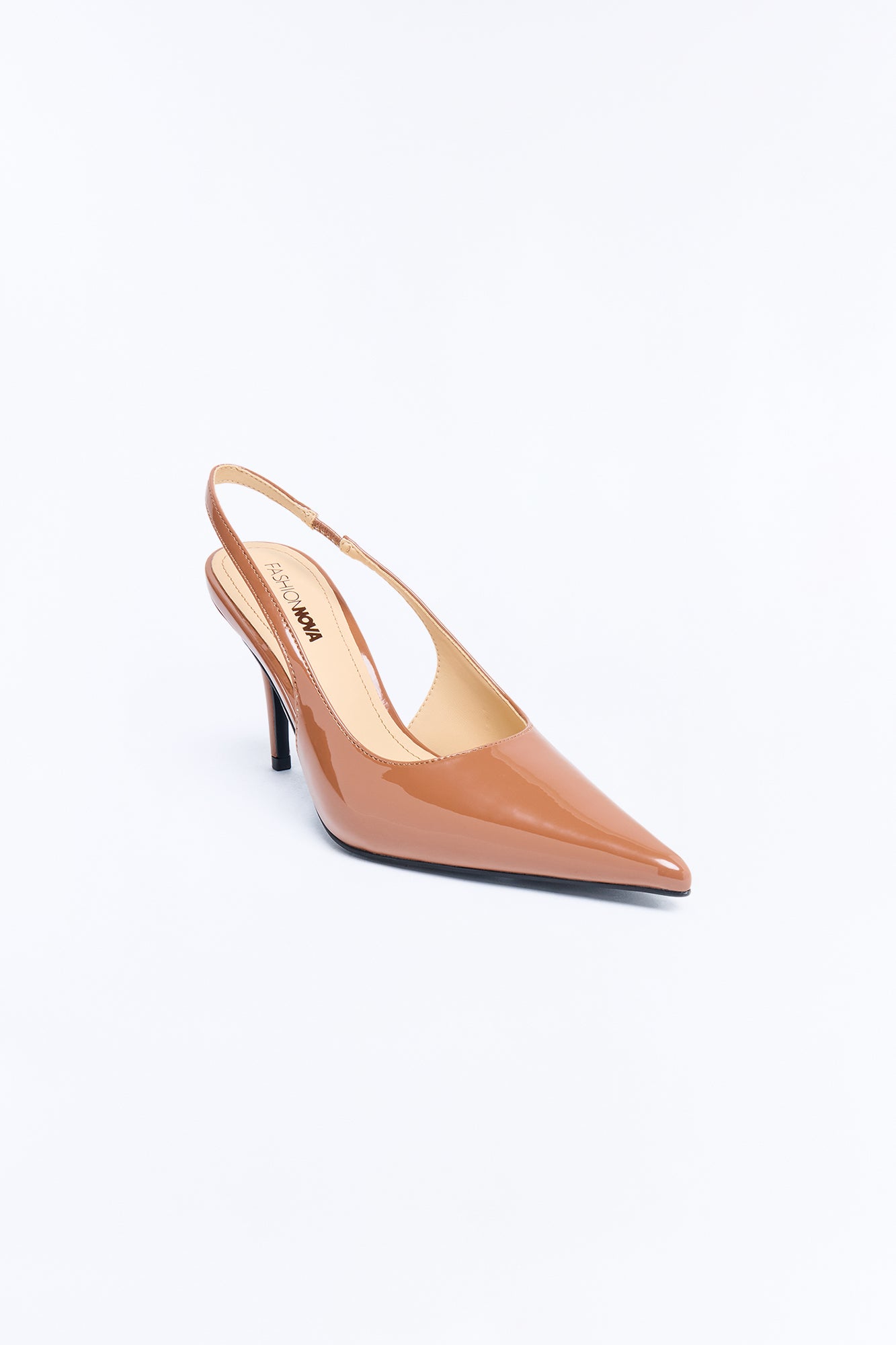 Alanis Patent Slingback Pumps - Cognac