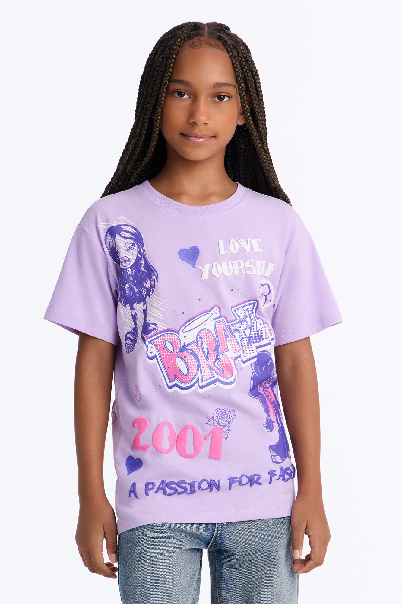 Mini Bratz 2001 Front/Back Short Sleeve Tee - Lavender