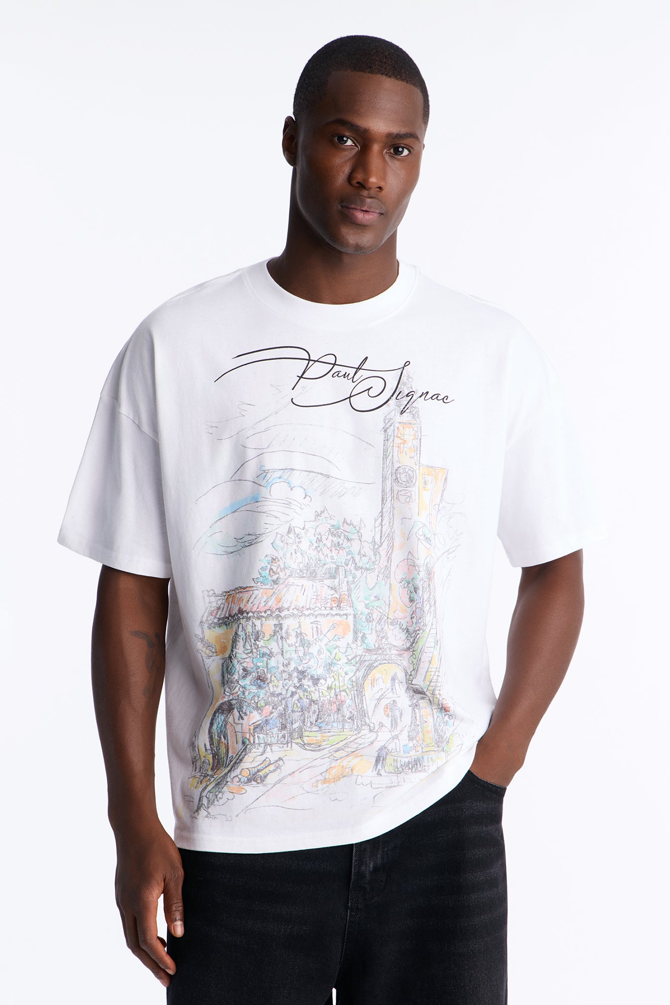 Paul Signac Landscape Sketch Short Sleeve Tee - White