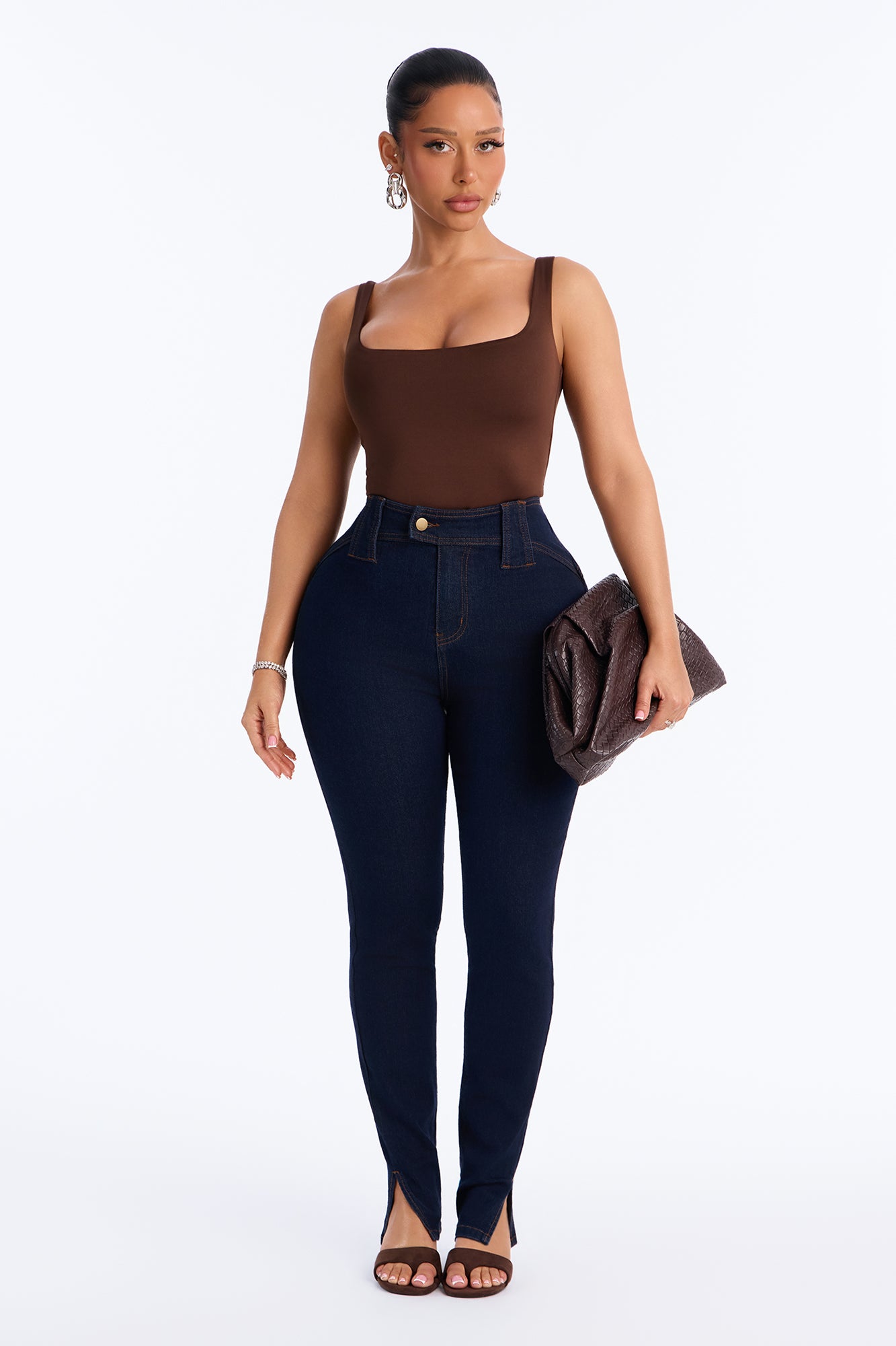Back To Basic Double Lined Bodysuit - Chocolate