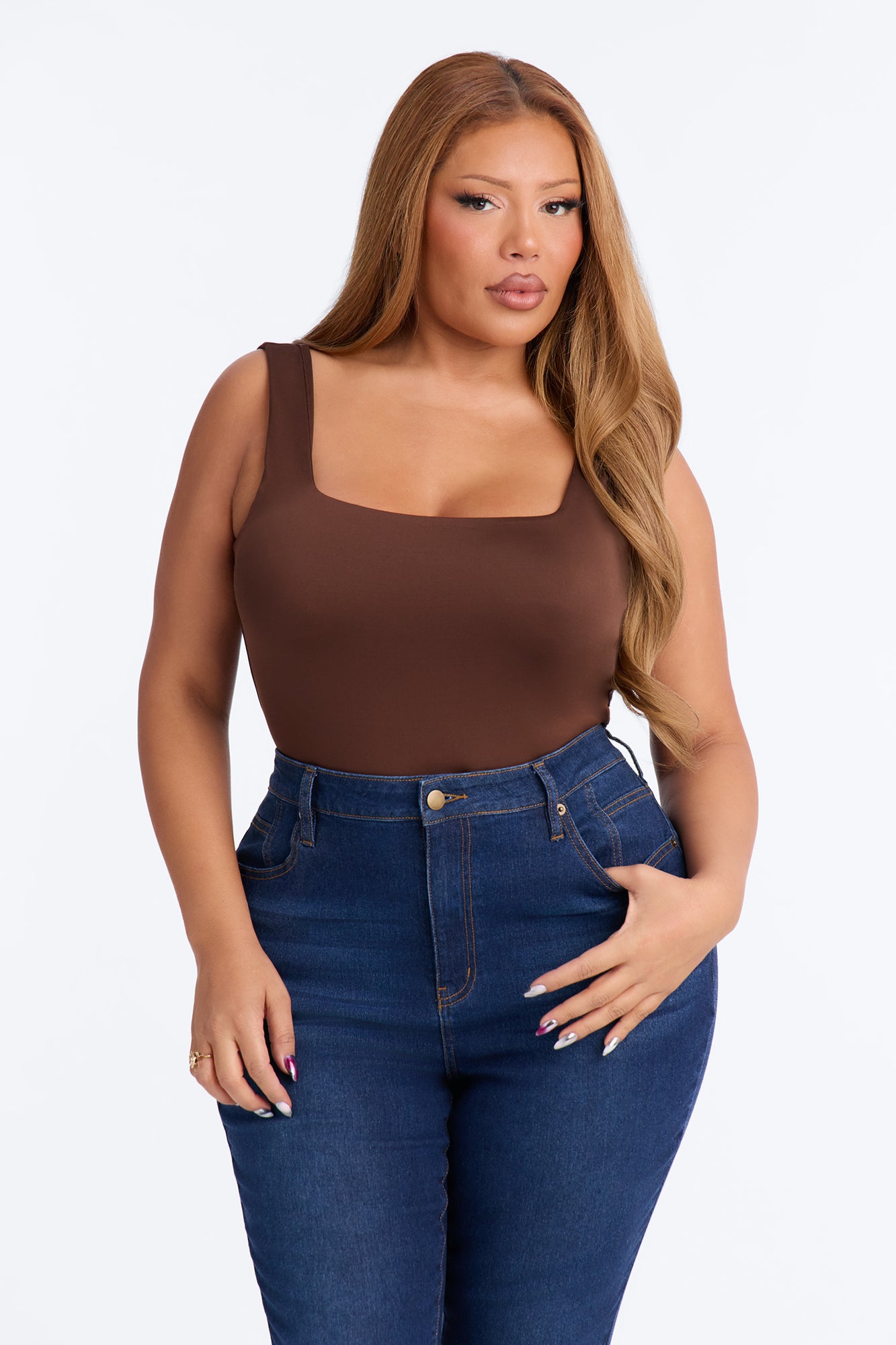 Back To Basic Double Lined Bodysuit - Chocolate