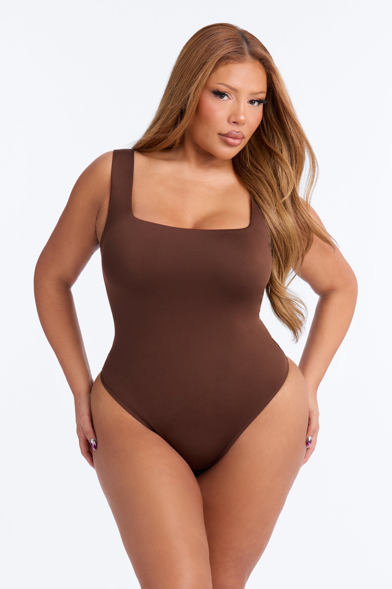 Back To Basic Double Lined Bodysuit - Chocolate