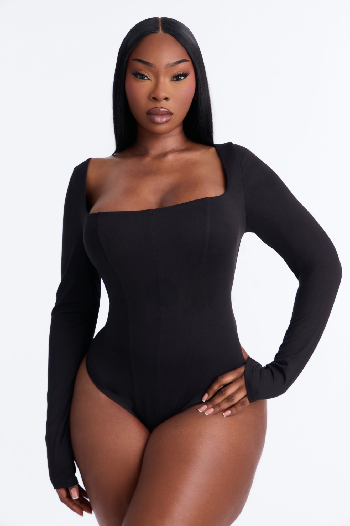 Sammy Square Neck Bodysuit - Black