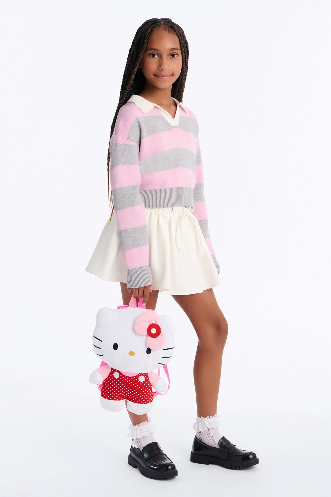 Mini Hello Kitty Plush Cutesy Plush Backpack - White/combo