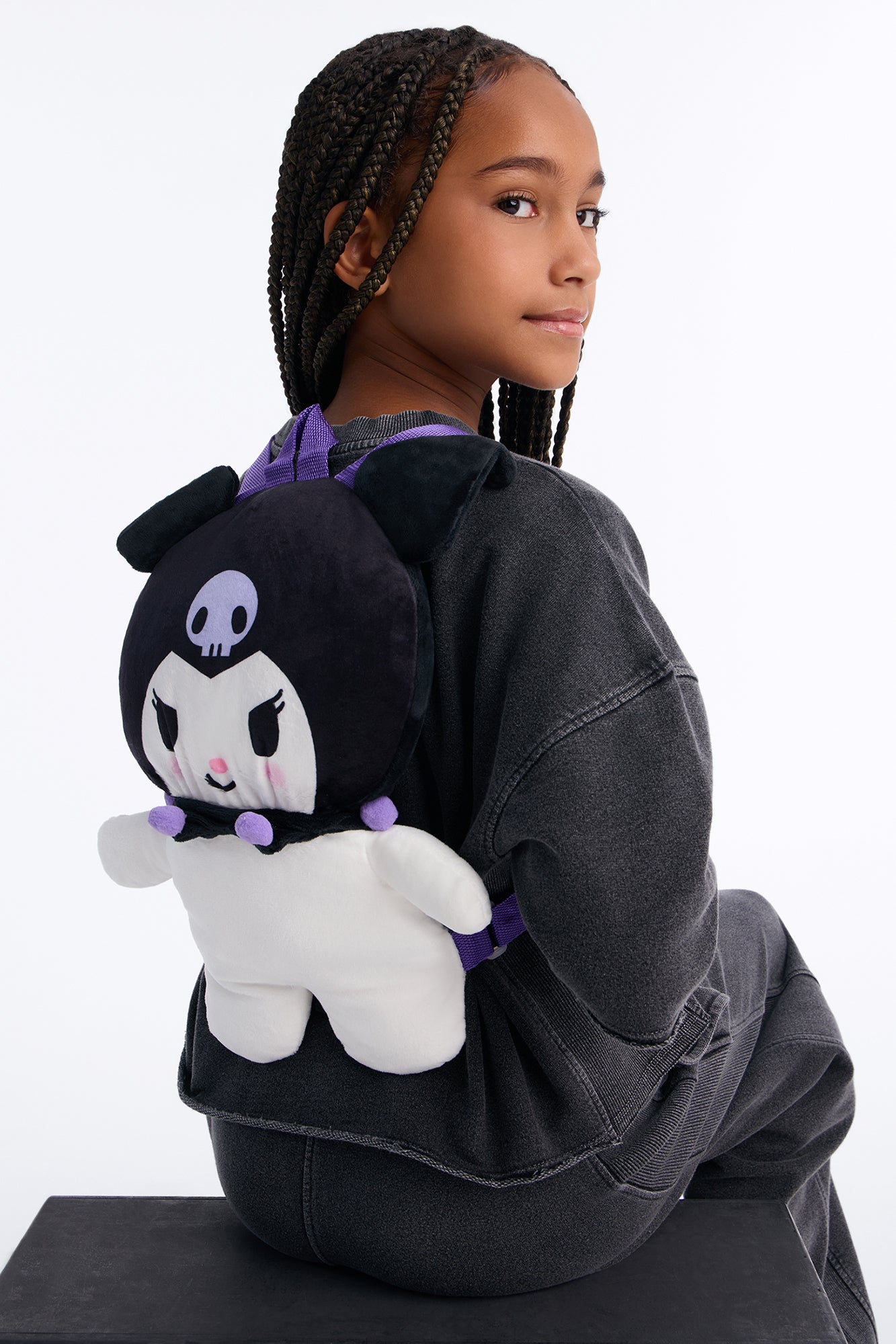 Mini Kuromi Plush Backpack - Black/combo