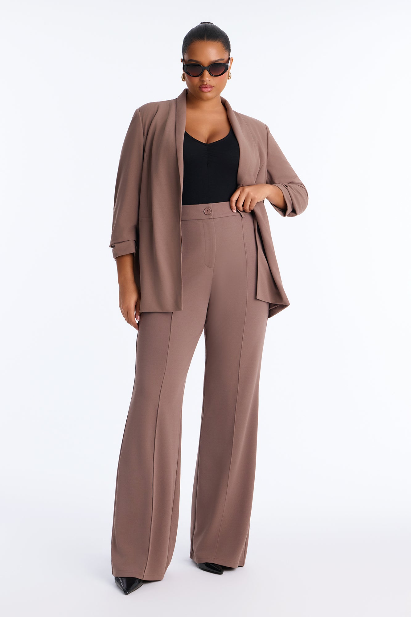 Tall Heidi Wide Leg Trouser Pant - Caffe
