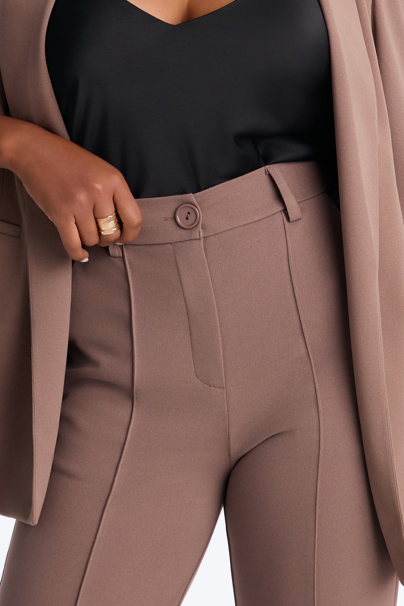 Heidi Wide Leg Trouser Pant - Caffe