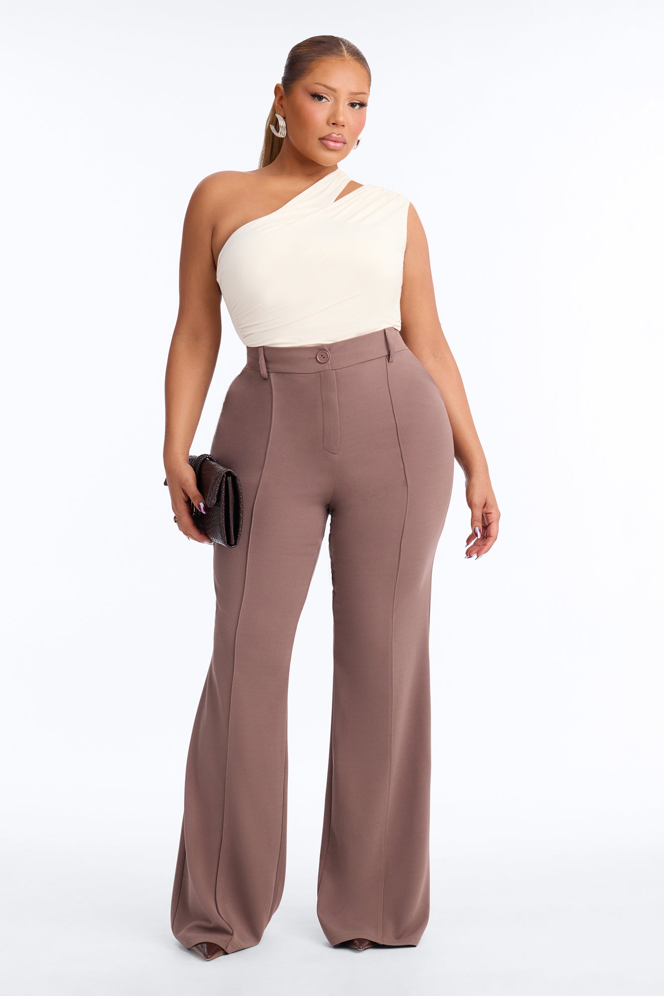 Heidi Wide Leg Trouser Pant - Caffe