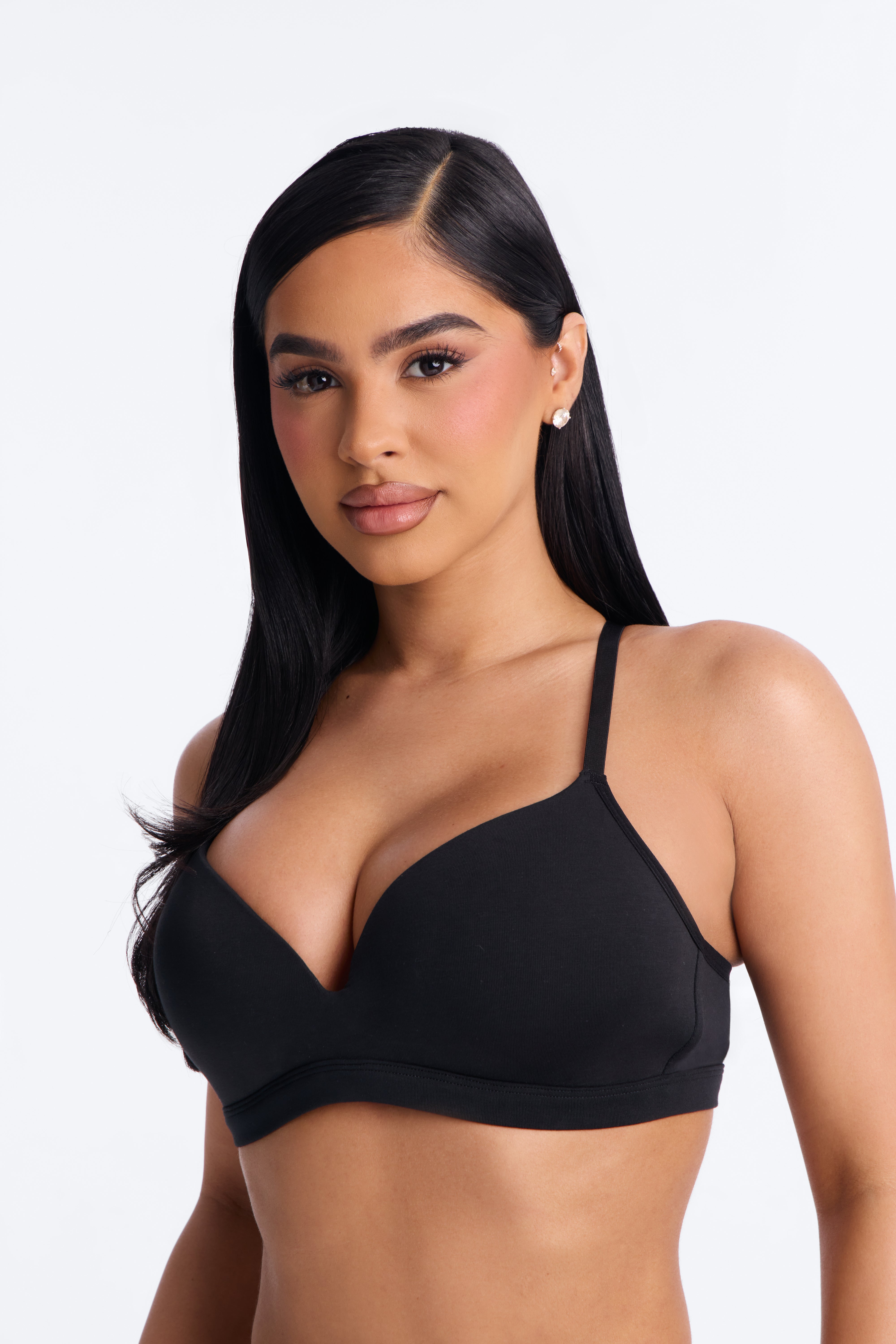 Nova Cotton Lightly Padded Wire-free Comfort Bra - Black