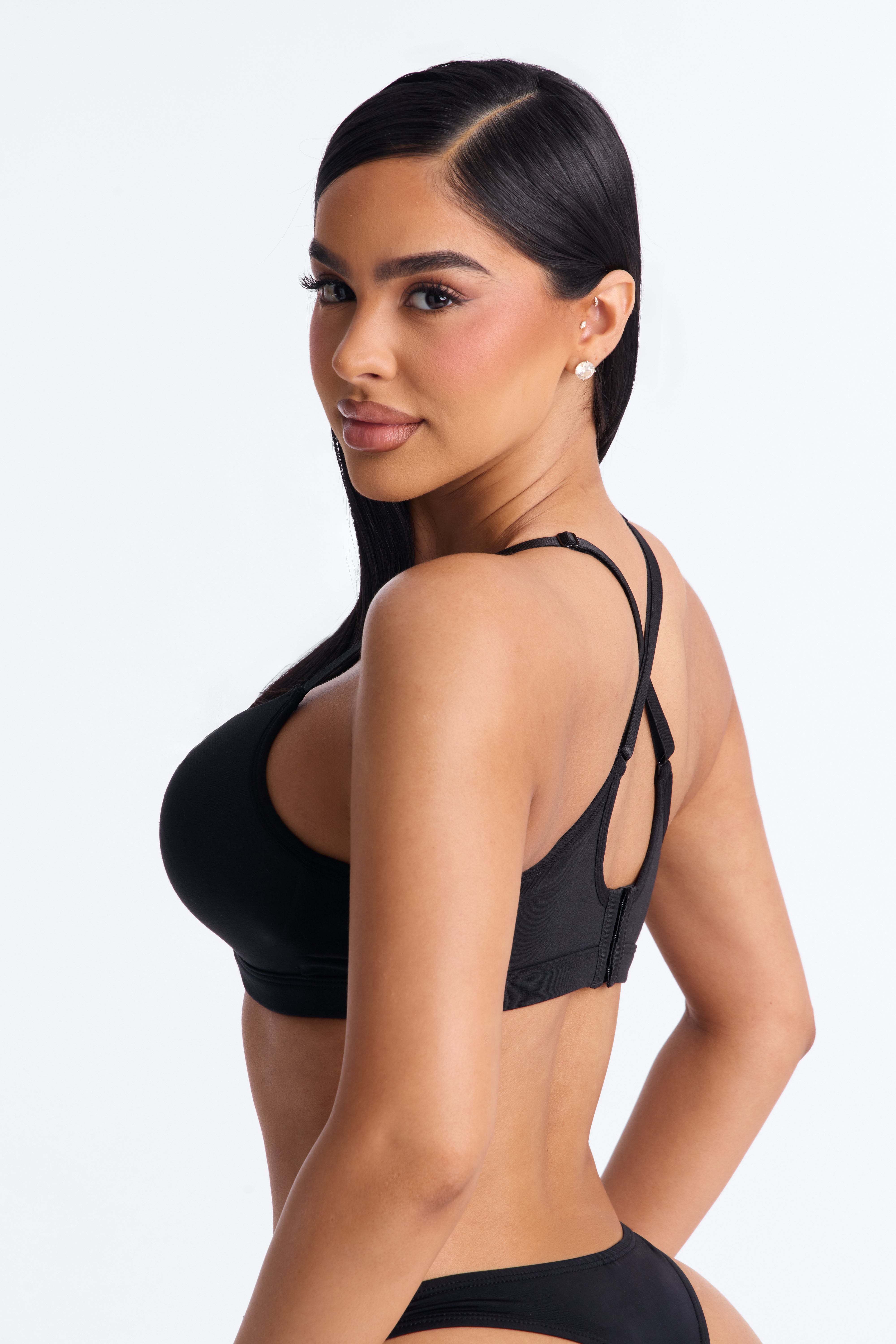 Nova Cotton Lightly Padded Wire-free Comfort Bra - Black