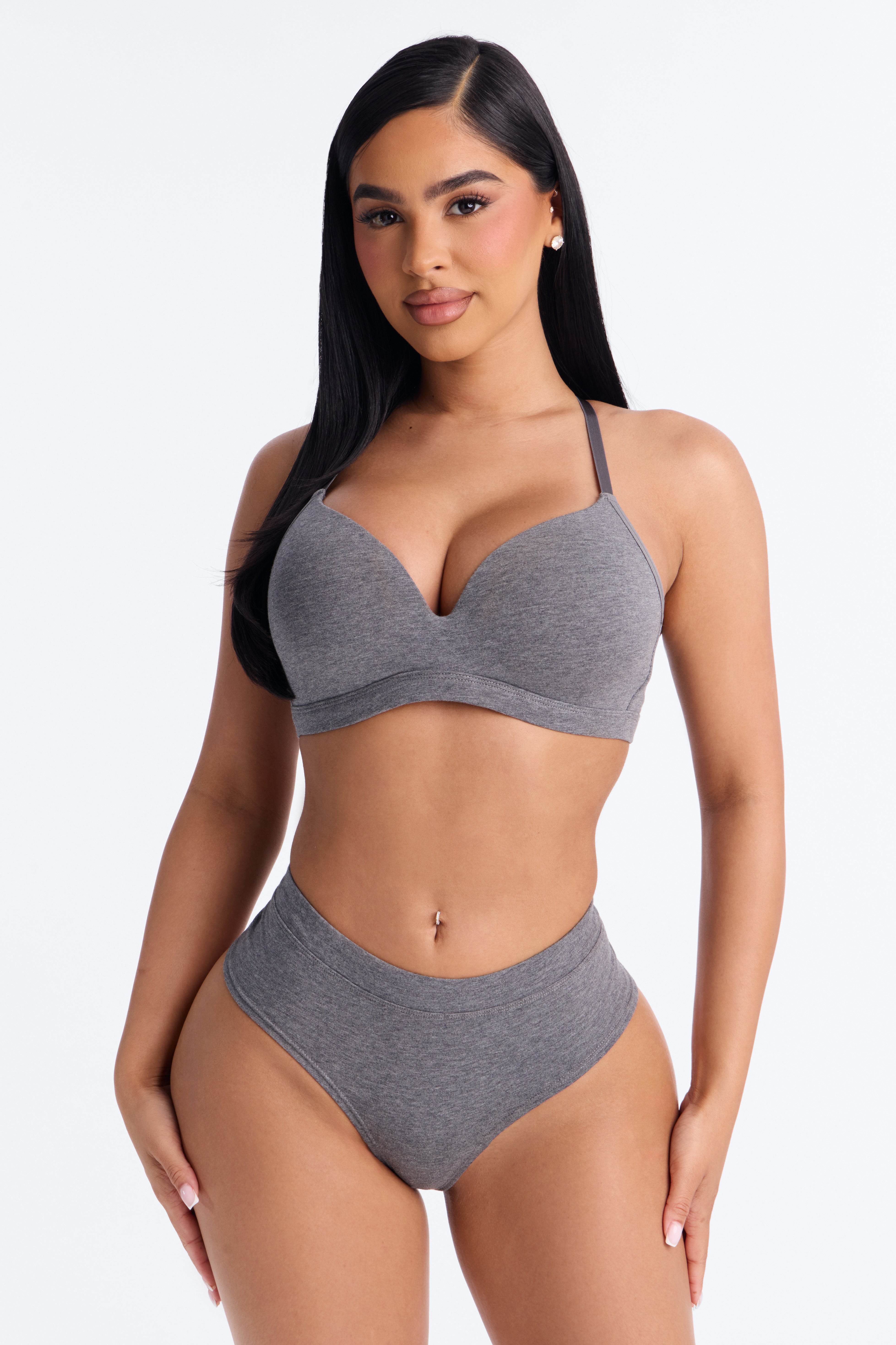 Nova Cotton Lightly Padded Wire-free Comfort Bra - Charcoal