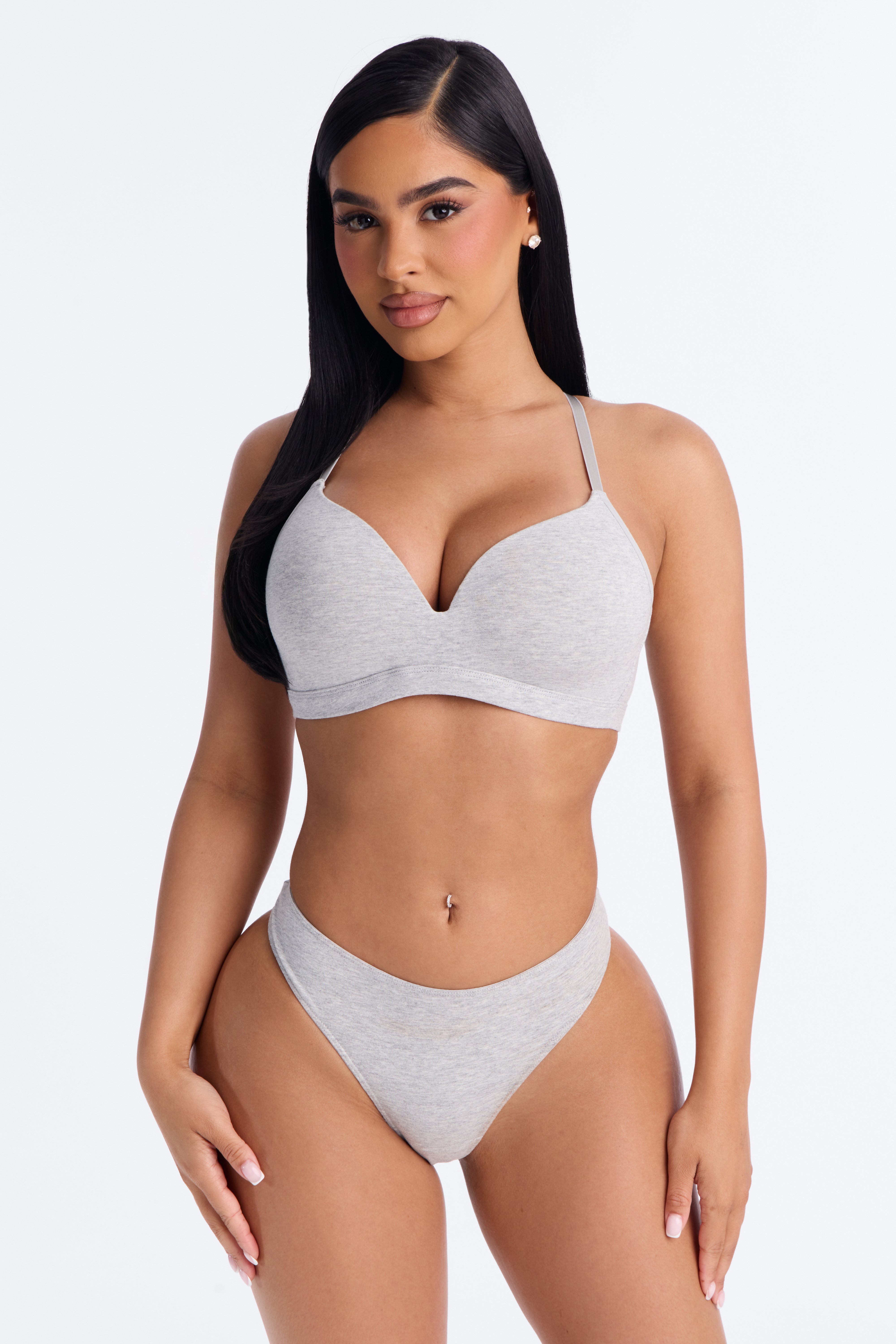 Nova Cotton Lightly Padded Wire-free Comfort Bra - Heathered Grey