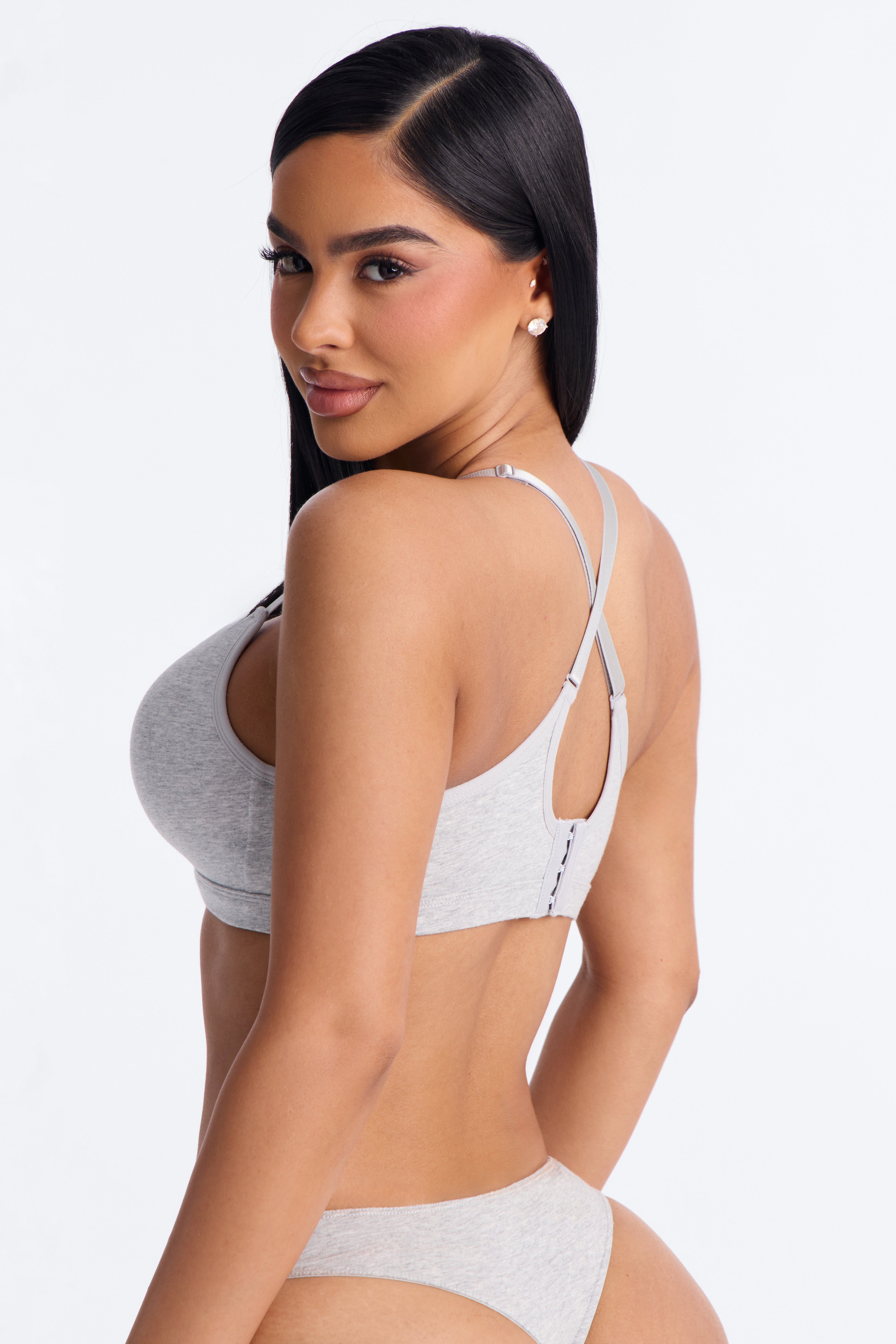 Nova Cotton Lightly Padded Wire-free Comfort Bra - Heathered Grey