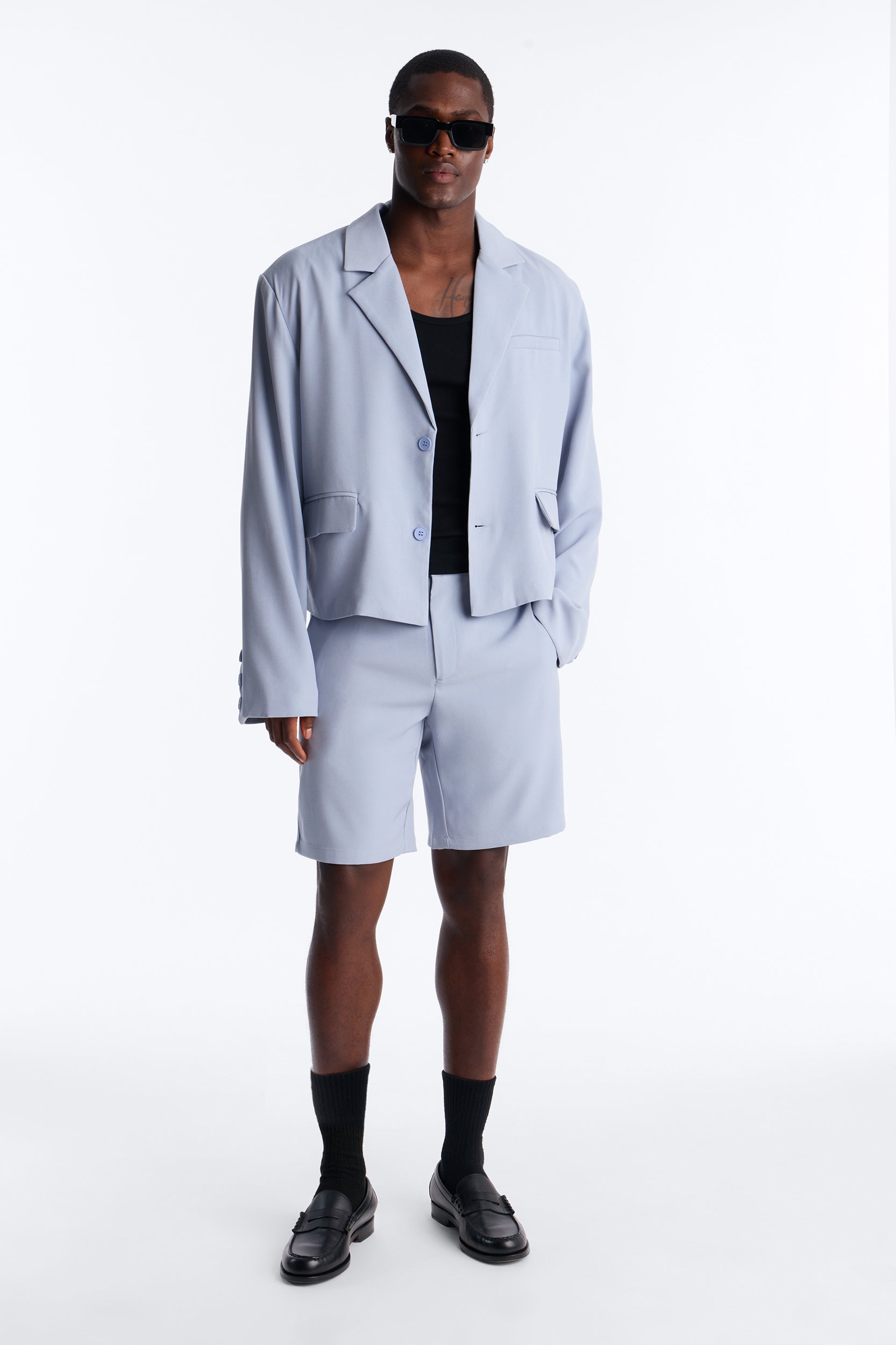 Maison Tailored Belvedere Cropped Blazer - Light Blue