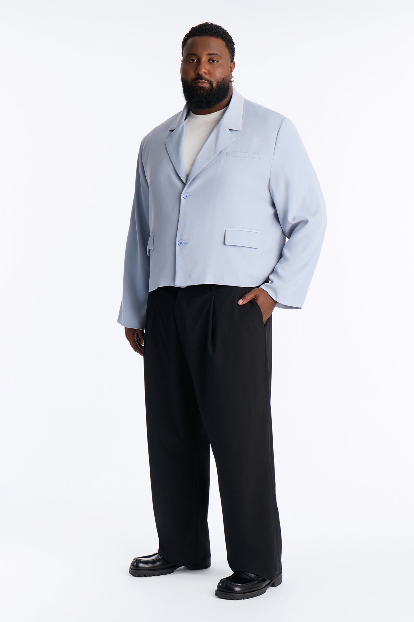 Maison Tailored Belvedere Cropped Blazer - Light Blue