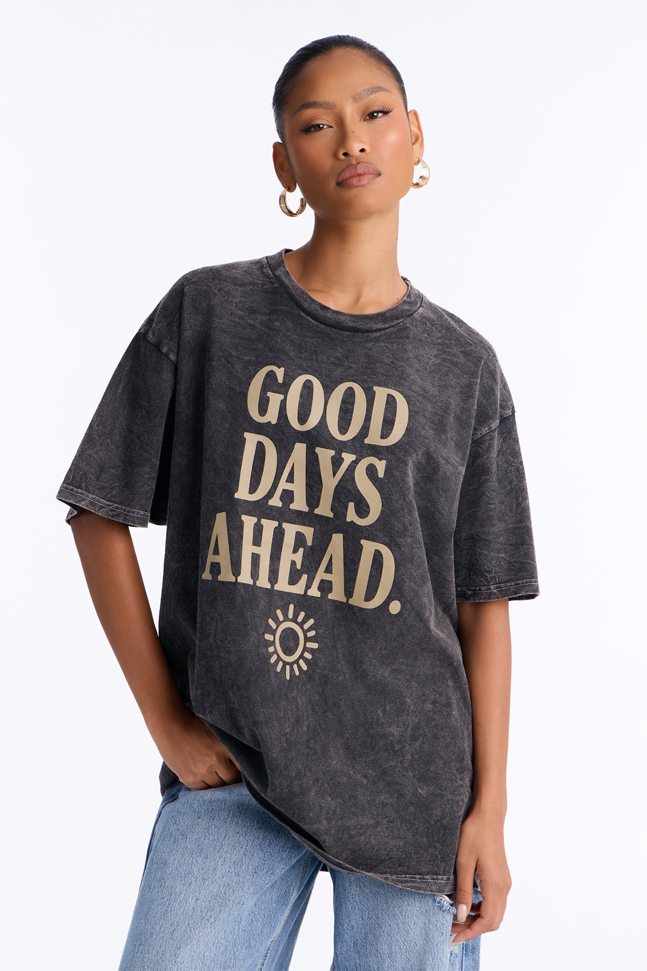 Good Days Ahead Washed T-Shirt - Black Wash