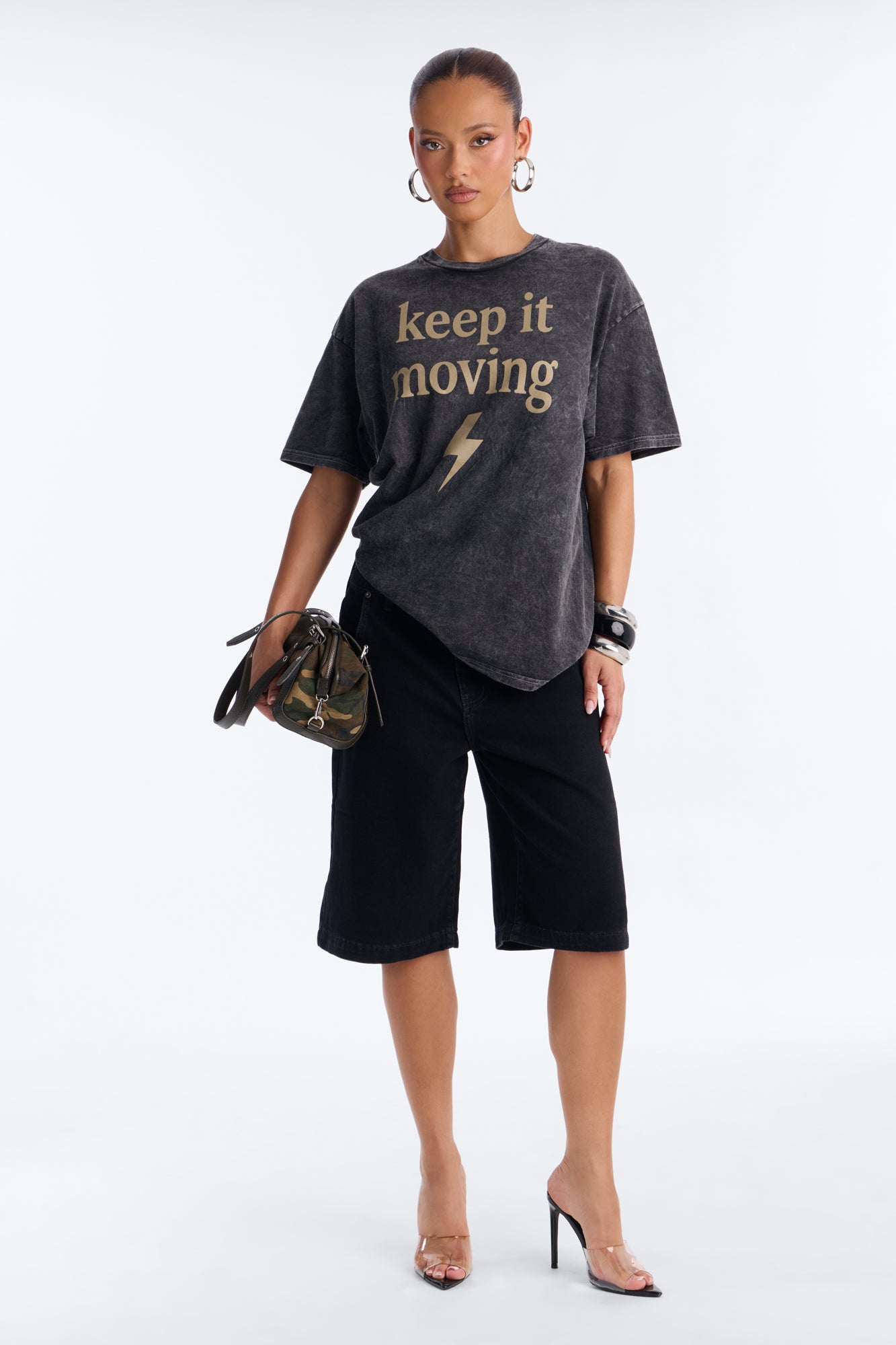 Keep It Moving Washed T-Shirt - Black Wash