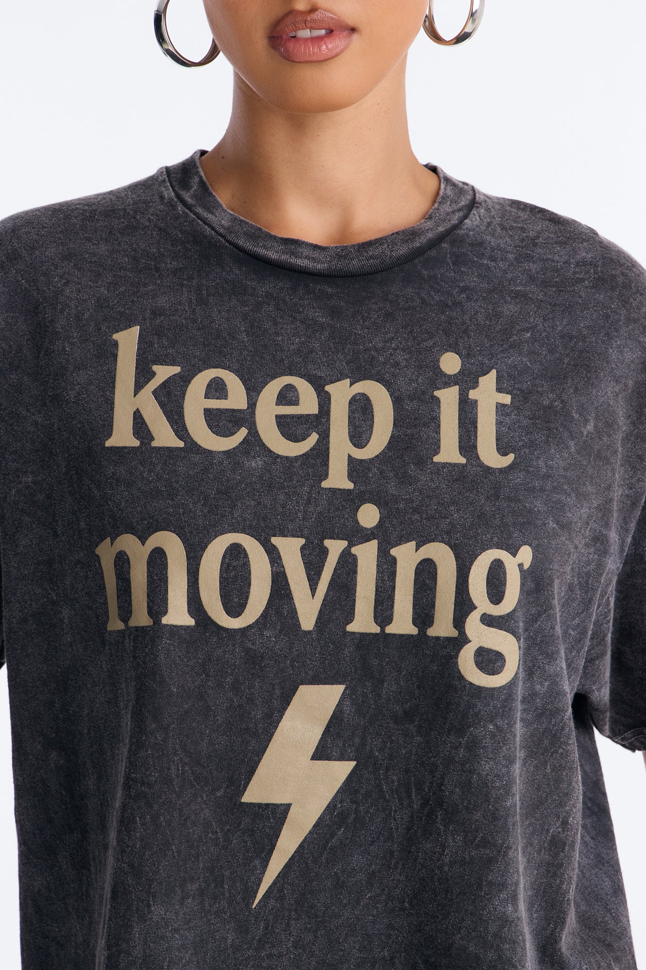 Keep It Moving Washed T-Shirt - Black Wash