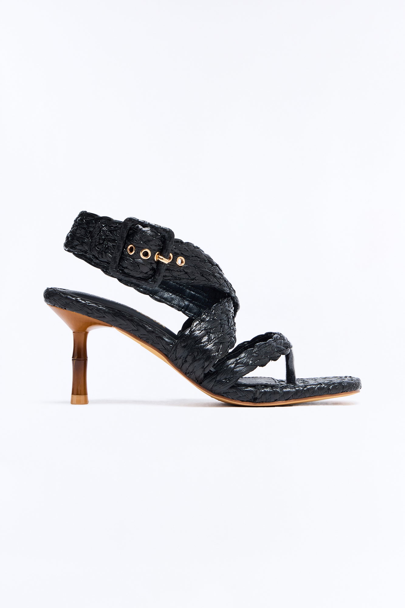 All Yours Raffia Kitten Heels - Black