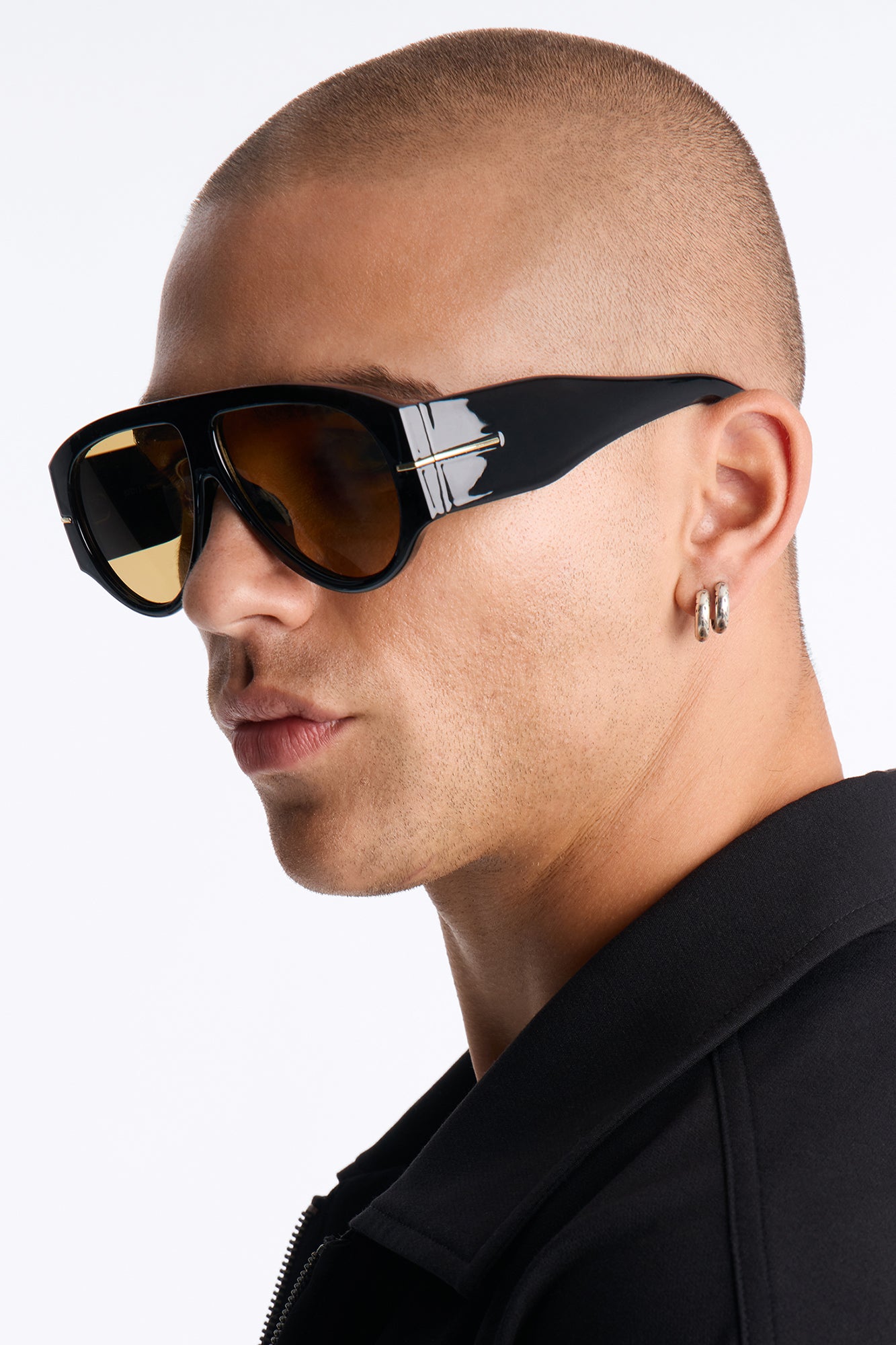 Obsessed Flat Top Aviator Sunglasses - Black/Brown