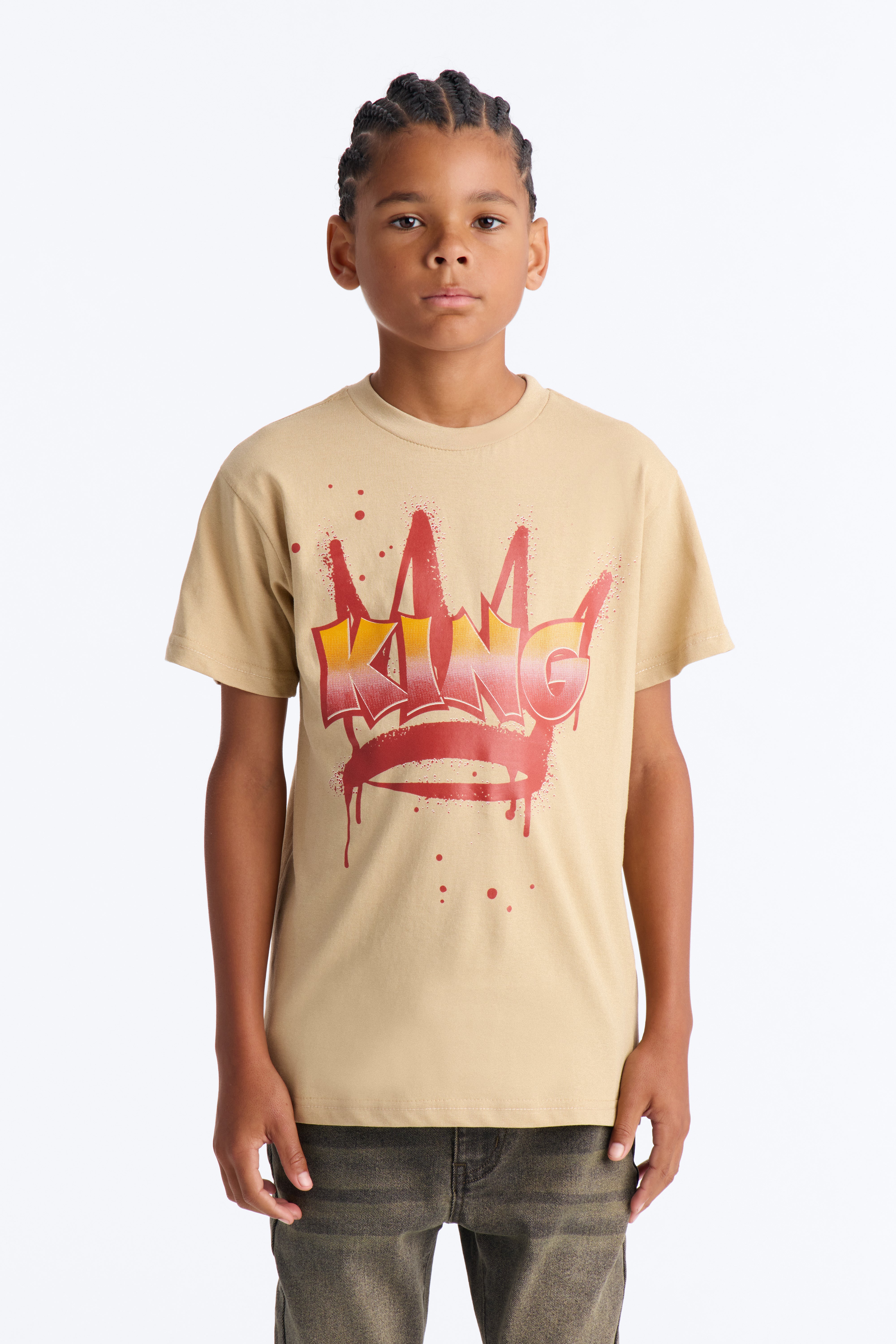 Mini Crowned King Short Sleeve Tee - Sand