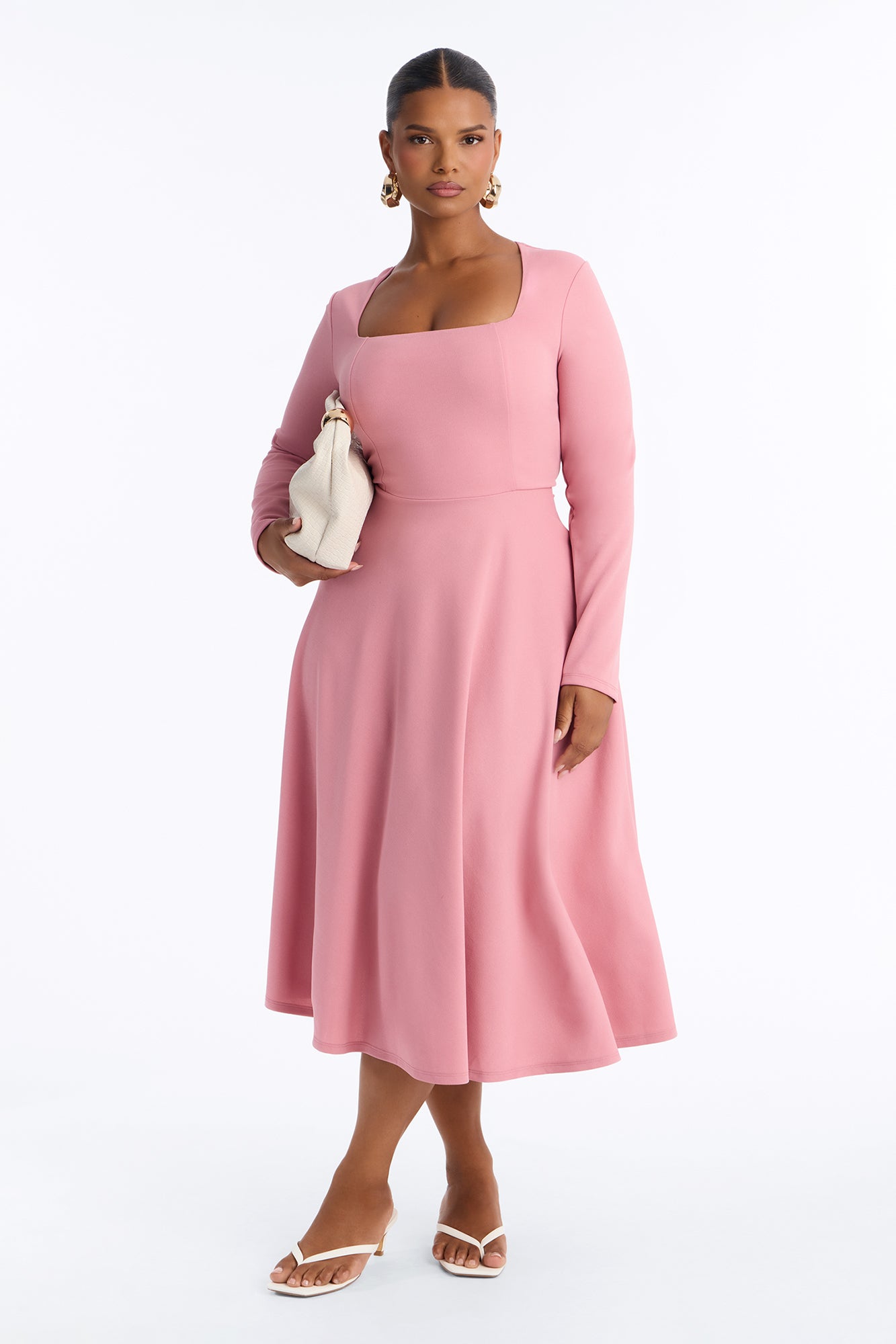 Alena Long Sleeve Midi Dress - Mauve