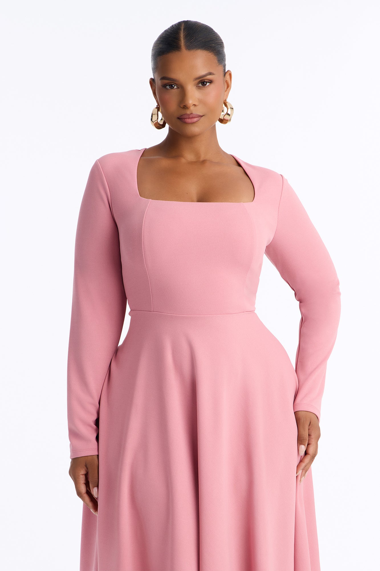 Alena Long Sleeve Midi Dress - Mauve