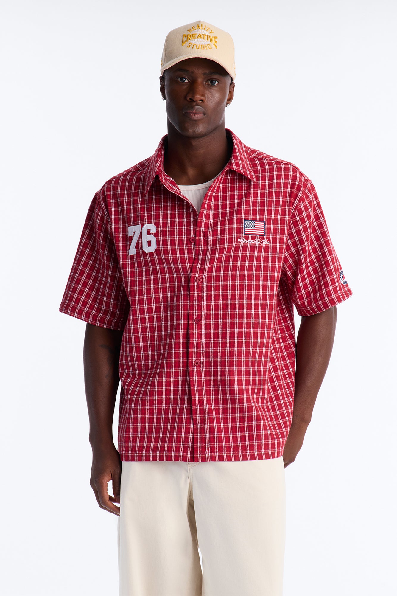 Only In The USA 76' Button Up Shirt - Red