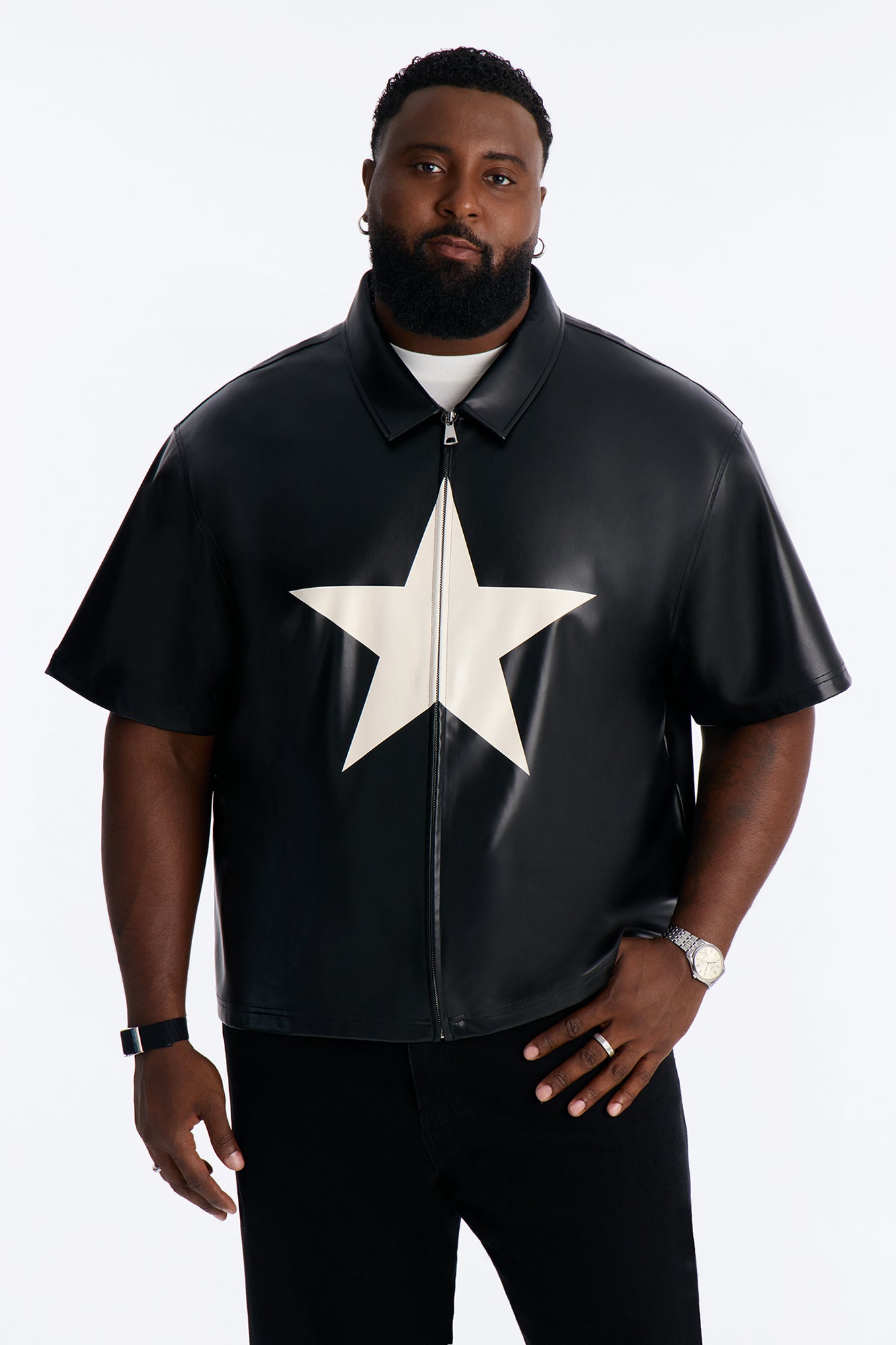 Star Quality Zip Up Shirt - Black/combo