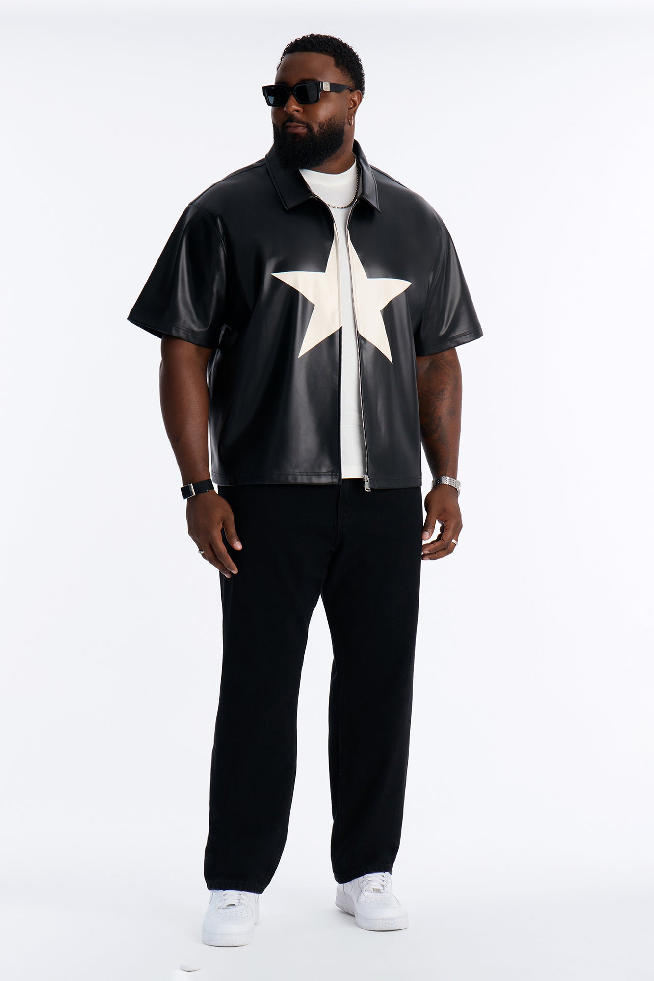 Star Quality Zip Up Shirt - Black/combo