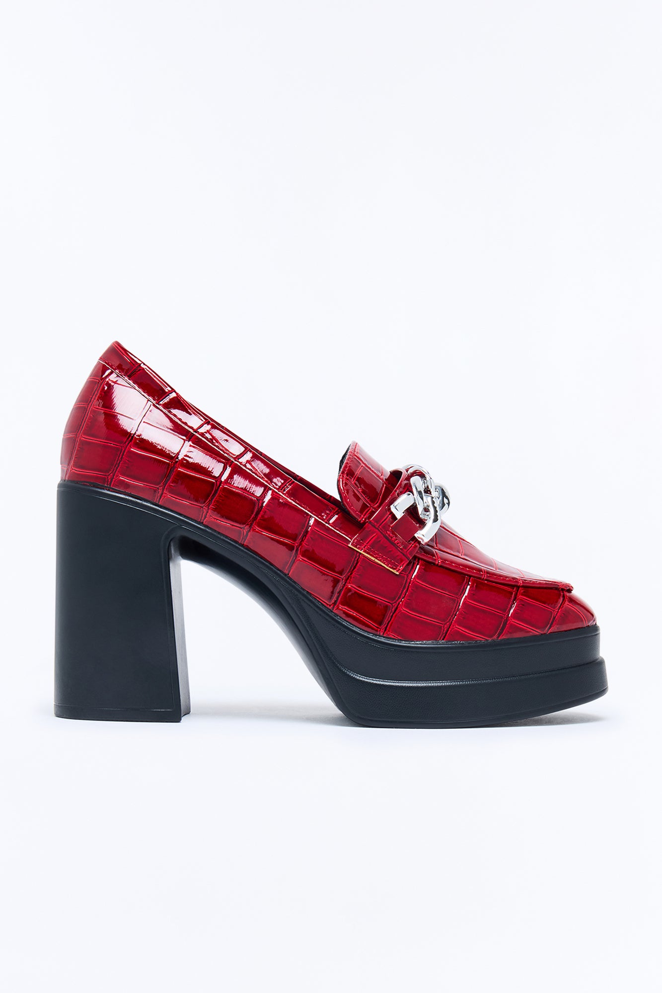Cecile Platform Loafer Pumps - Burgundy