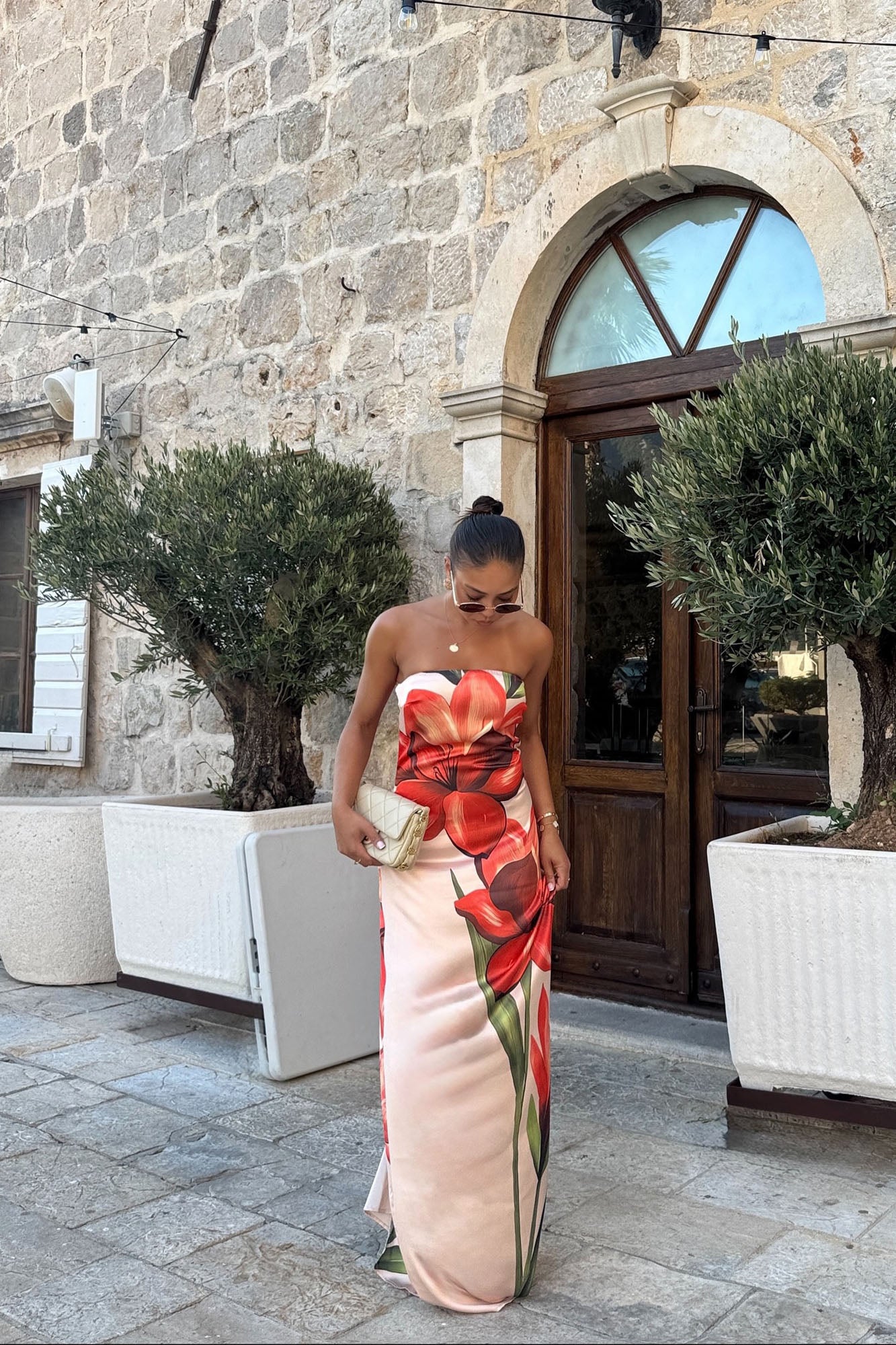 Camelia Satin Maxi Dress - Orange/combo