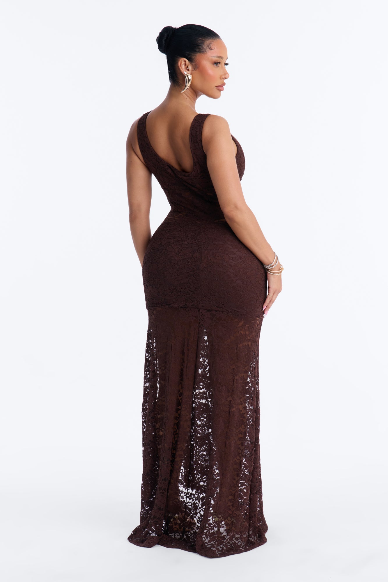Skye Lace Maxi Dress - Chocolate