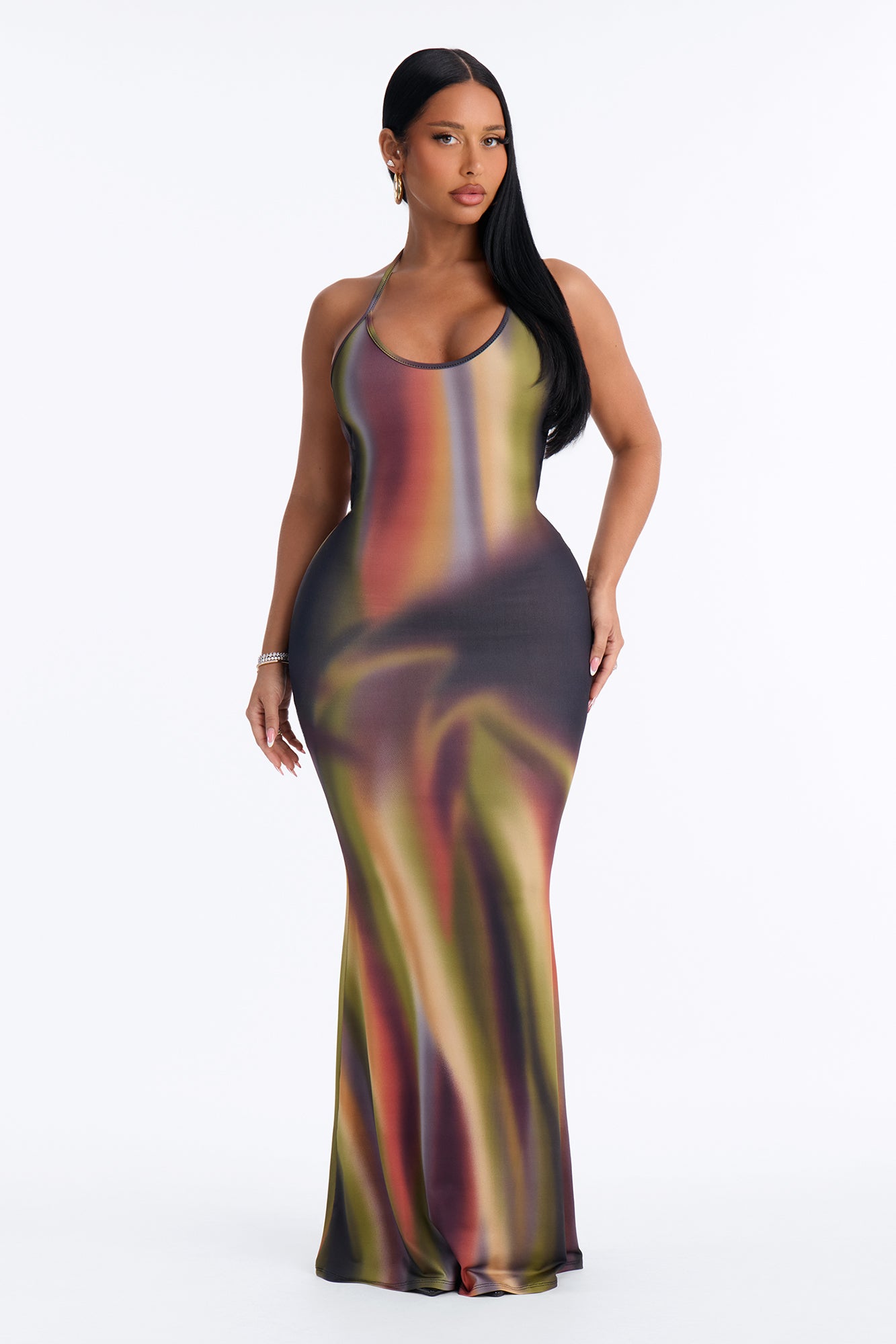 Electra Halter Maxi Dress - Black/combo