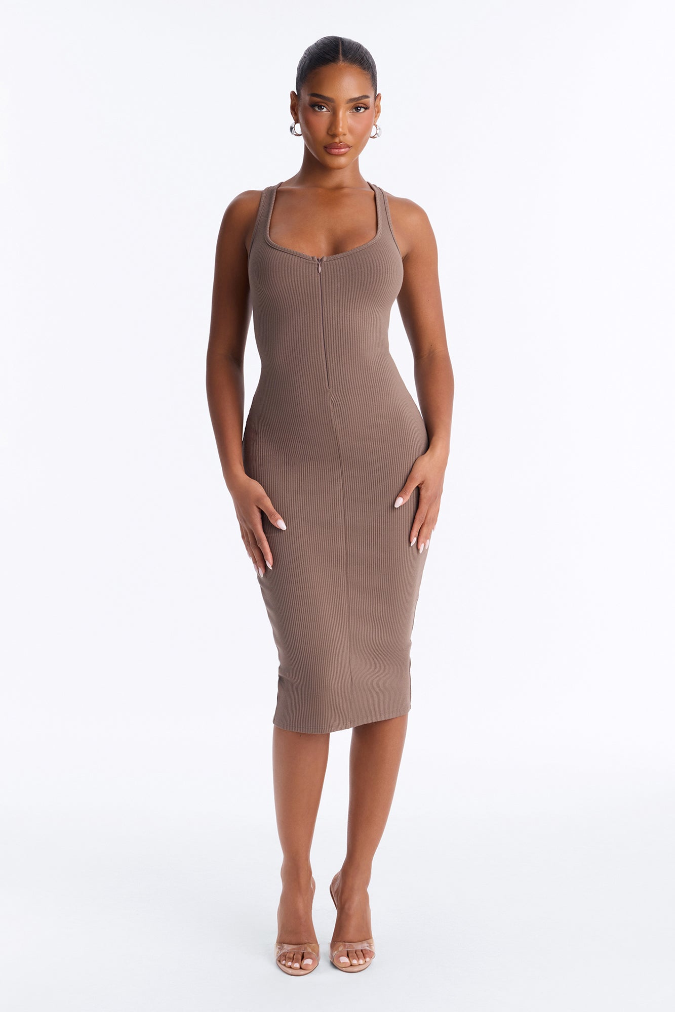 Camilla Snatched Midi Dress - Stone