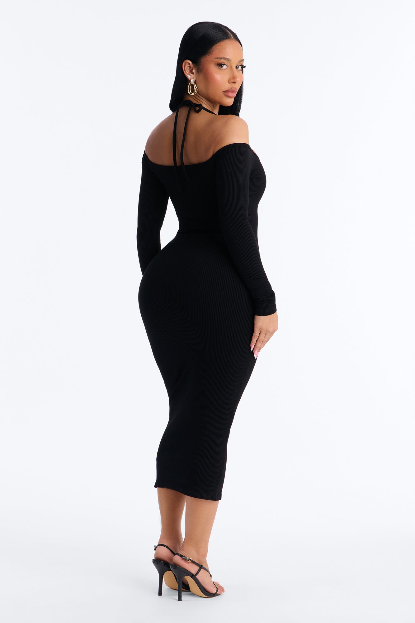 Sariyah Snatched Midi Dress - Black