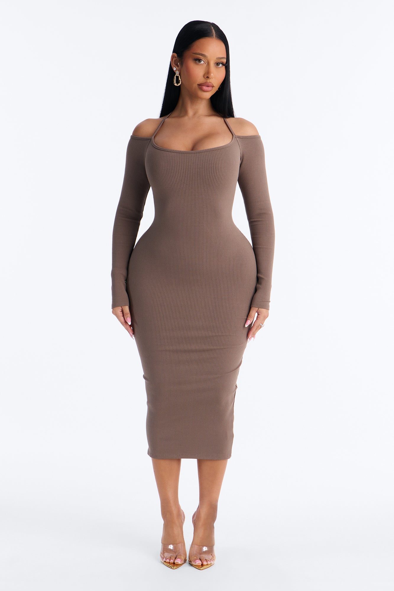 Sariyah Snatched Midi Dress - Stone