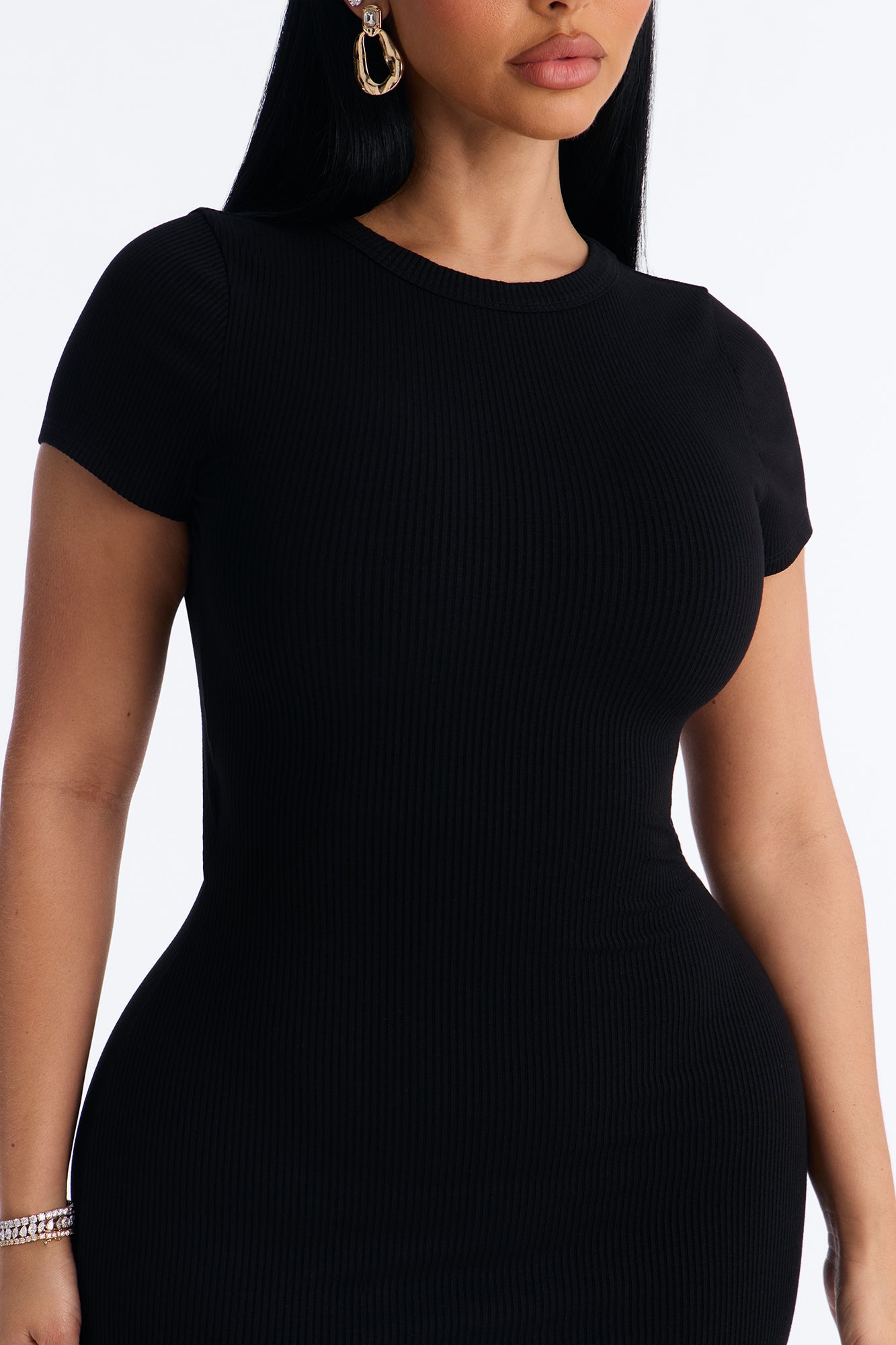 Sasha Snatched Midi Dress - Black