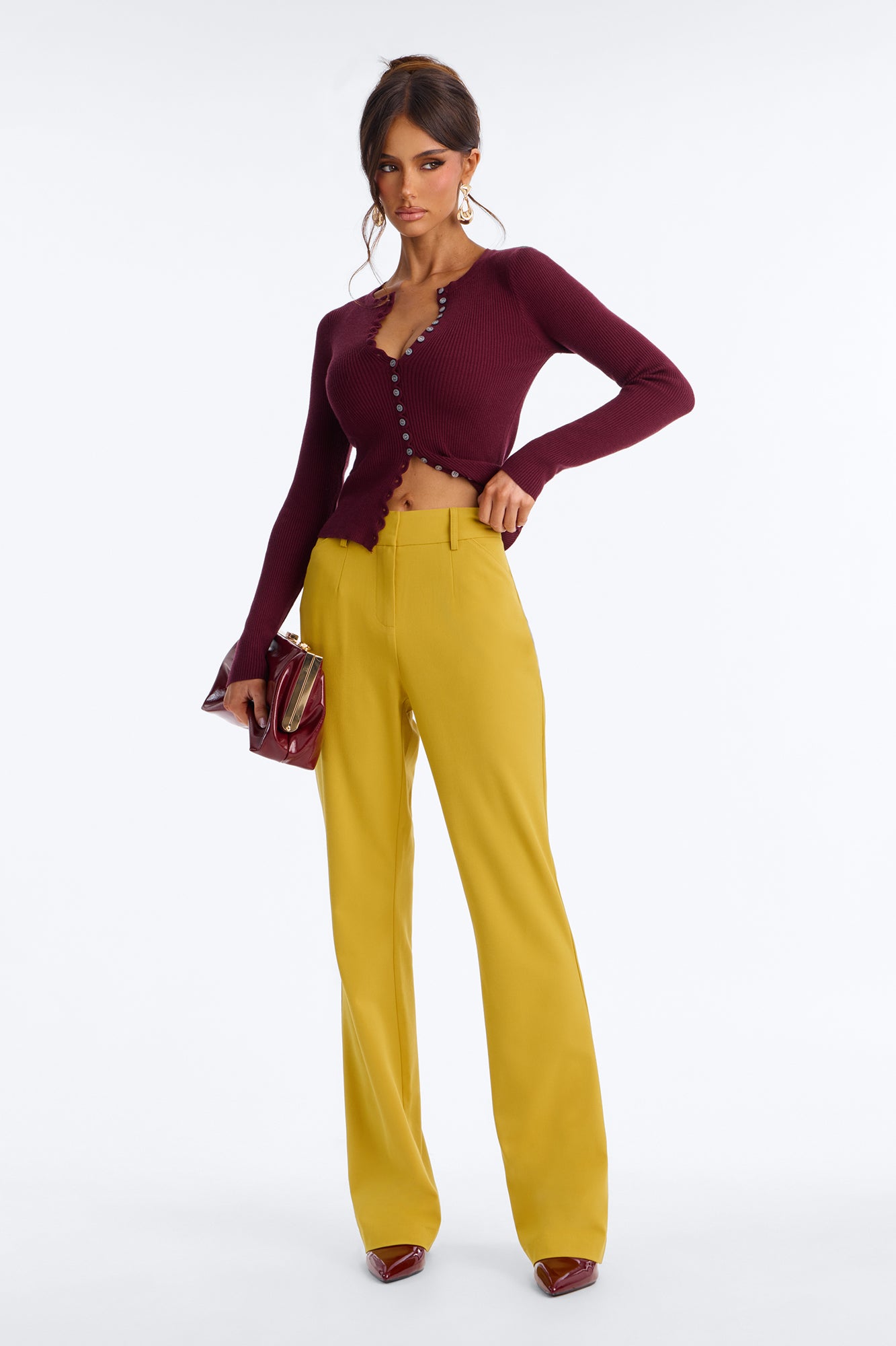 Tasha Dressy High Rise Pants - Mustard