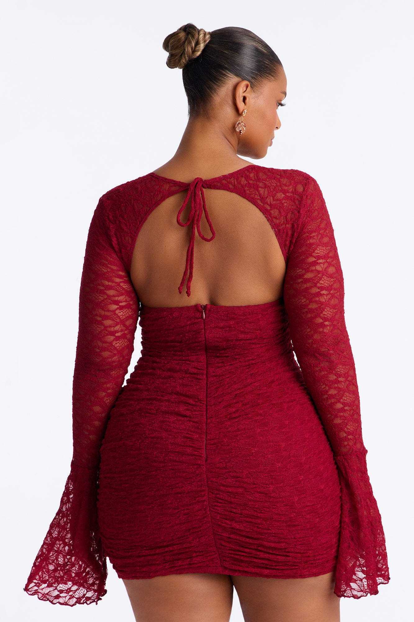 Saffron Lace Micro Mini Dress - Burgundy