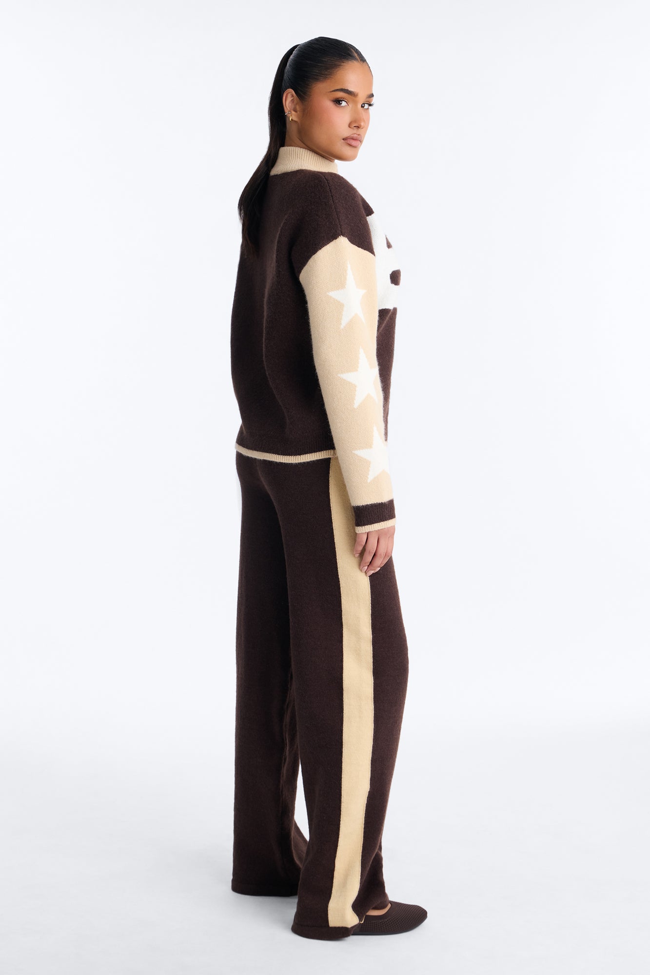 89' Star Sweater Pant Set - Chocolate/Combo
