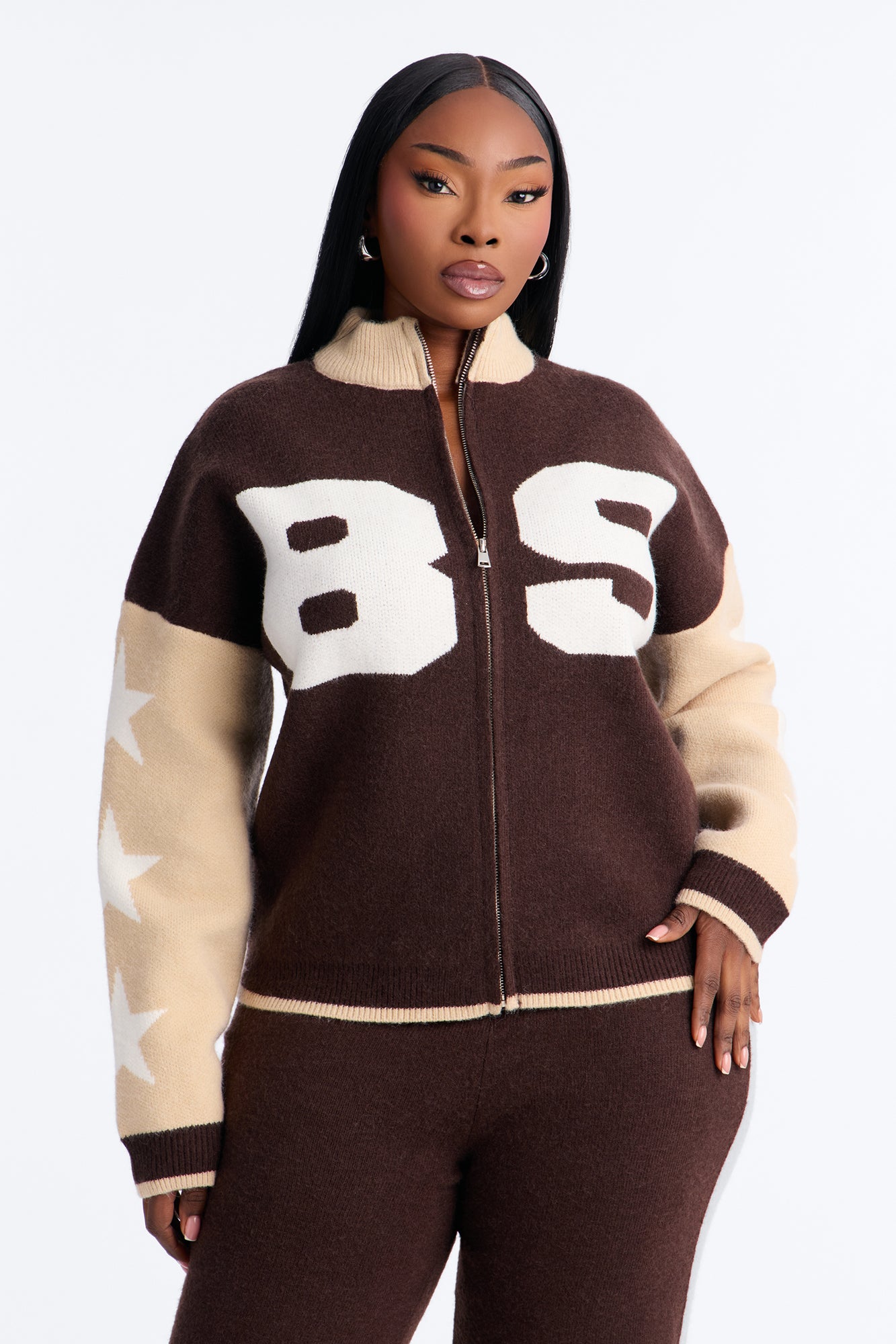 89' Star Sweater Pant Set - Chocolate/Combo