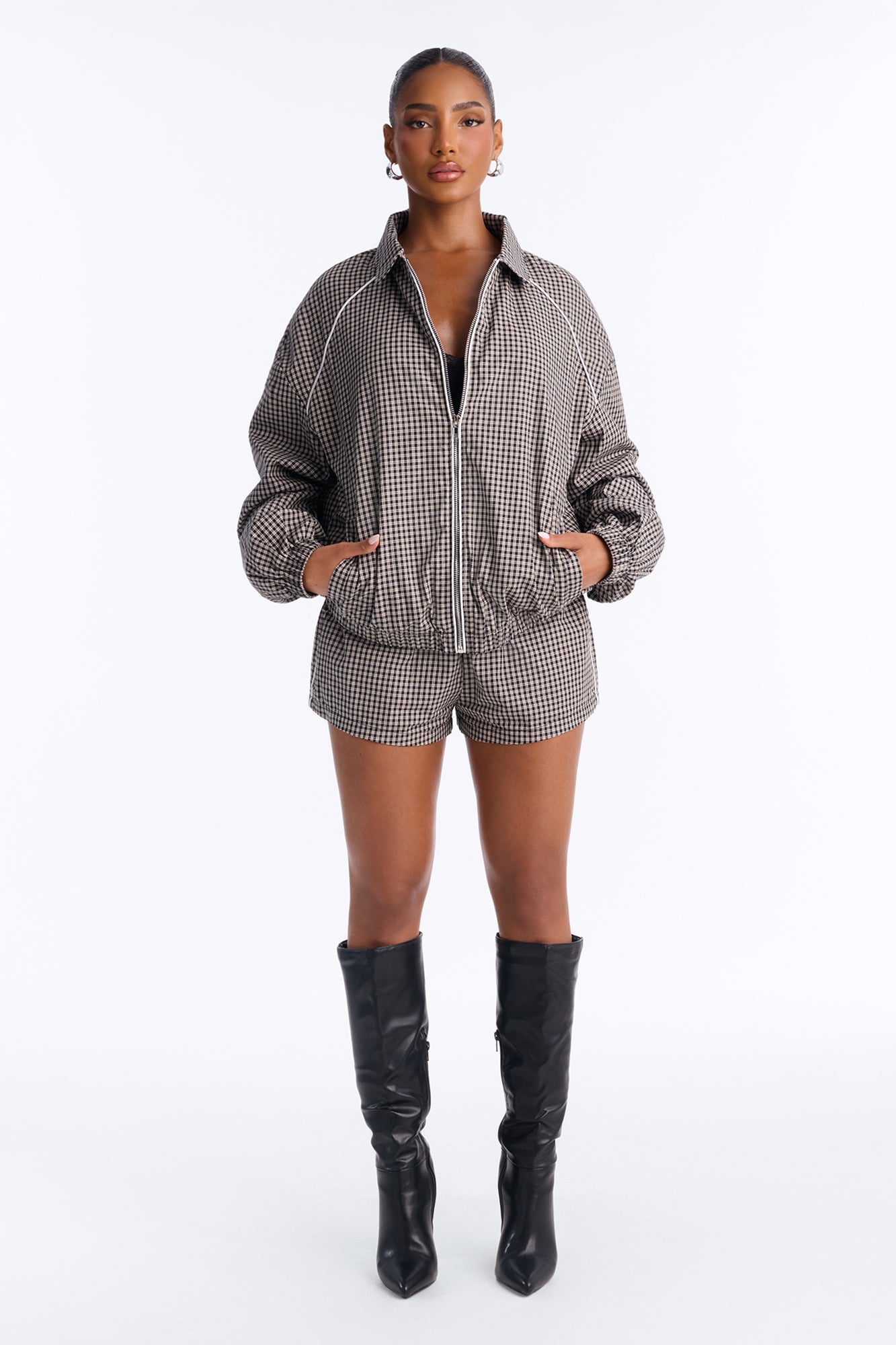 Beacon Street Gingham Short Set - Black/combo