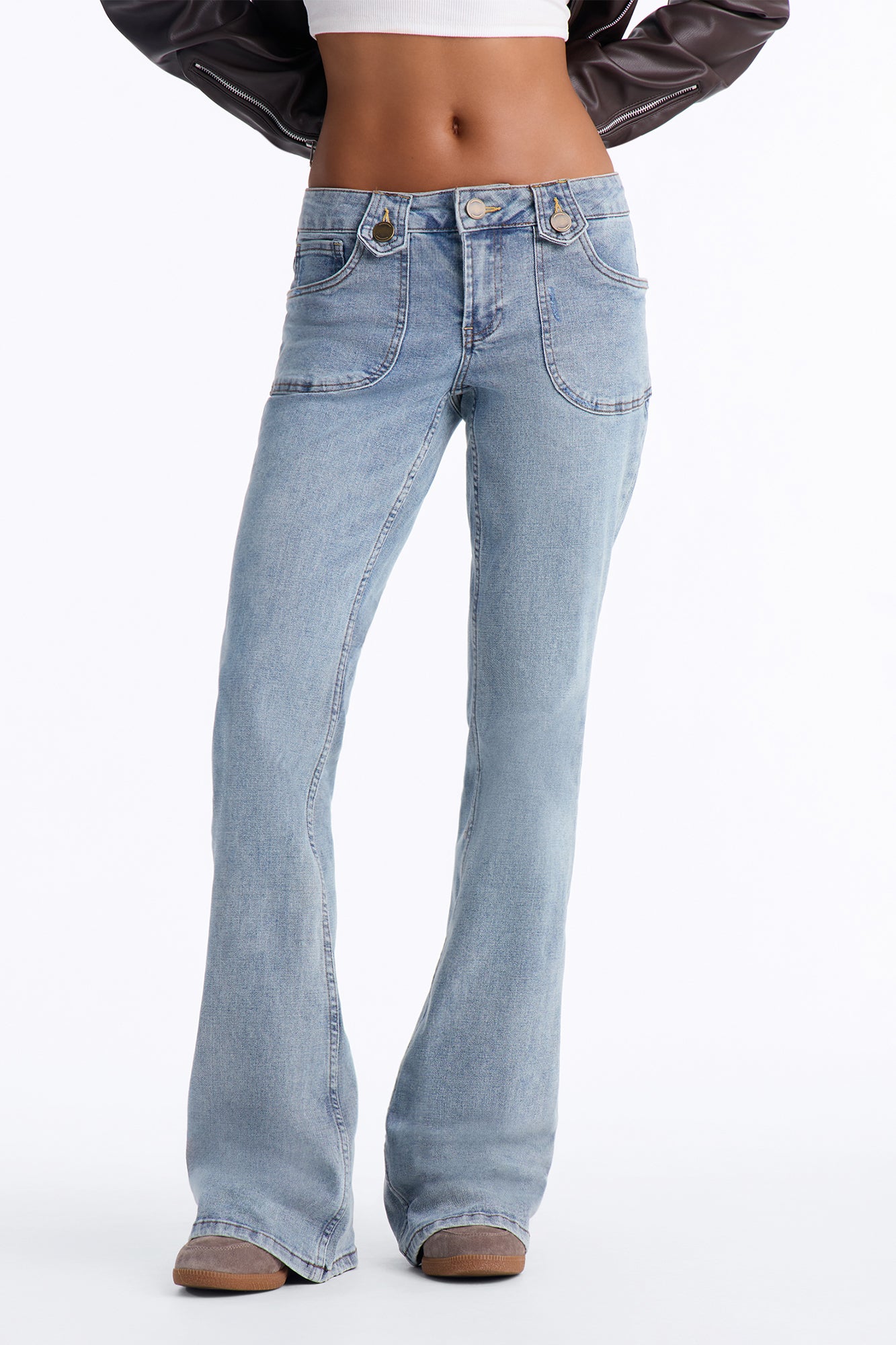 Pick Me Girl Ultra Low Rise Bootcut Jeans - Light Wash