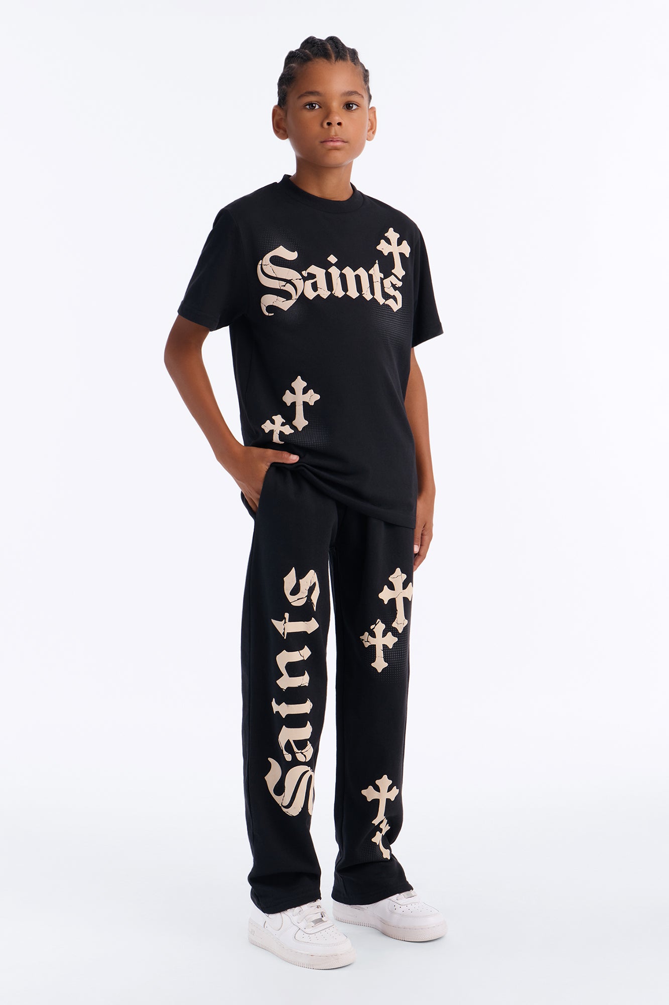 Mini Saints Lifestyle Pant Set - Black