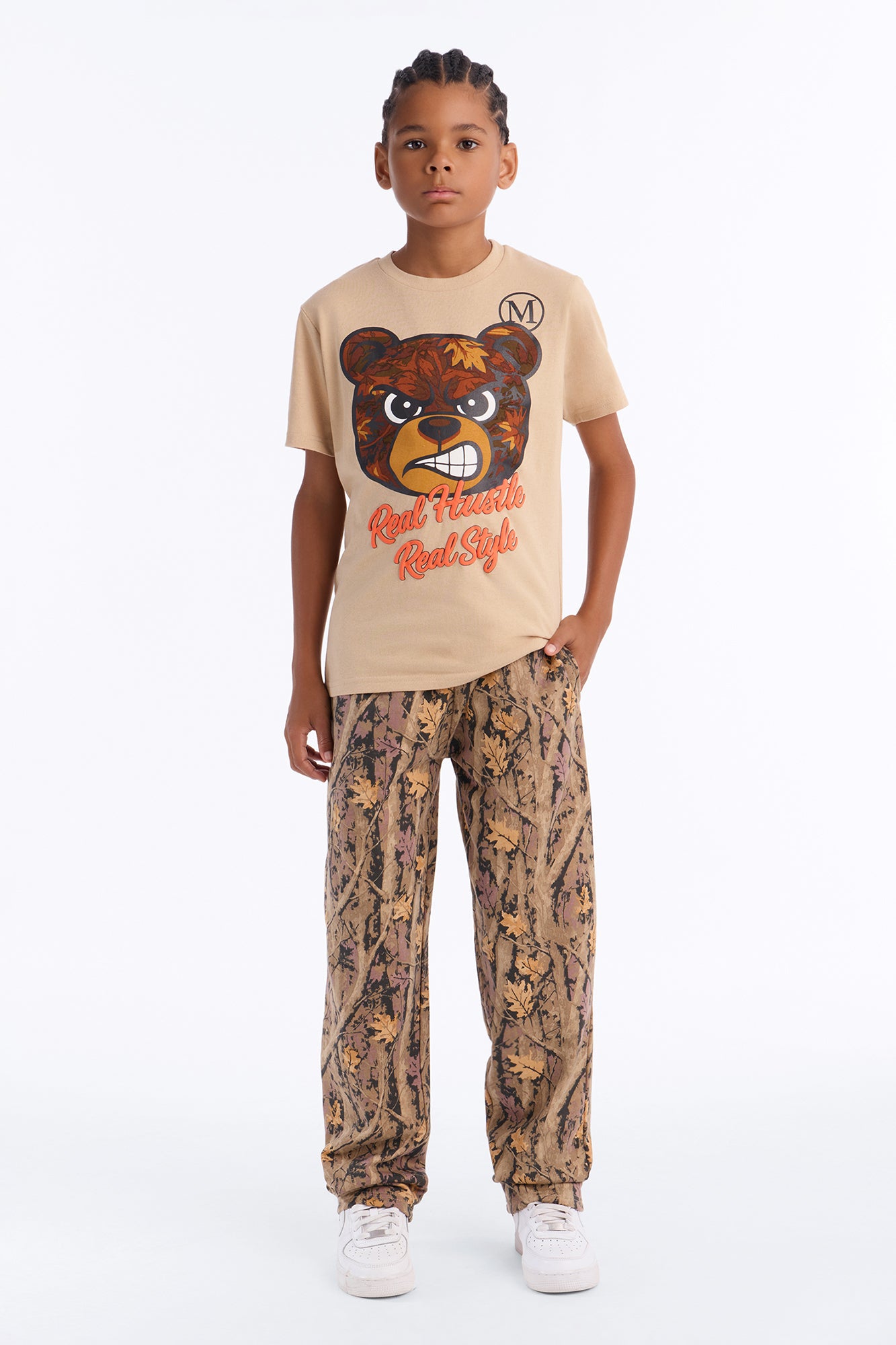 Mini Real Hustle Real Style Pant Set - Khaki/combo