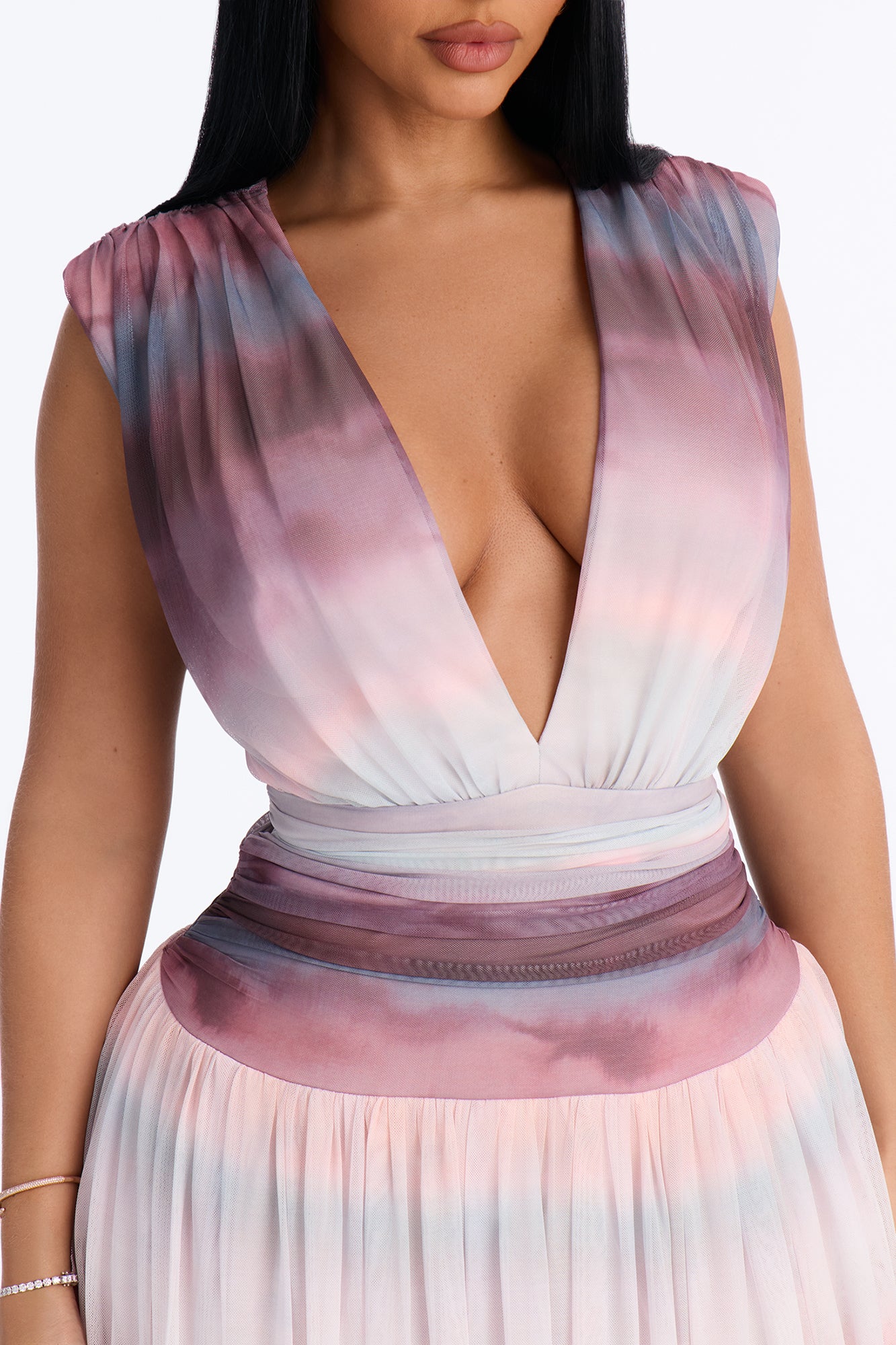 Classic Chic Mesh Maxi Dress - Mauve/combo