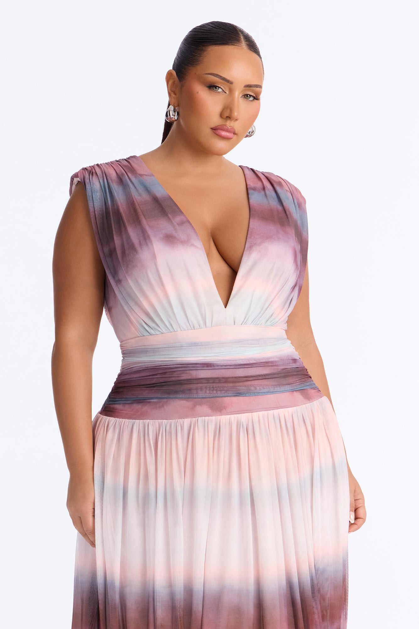 Classic Chic Mesh Maxi Dress - Mauve/combo