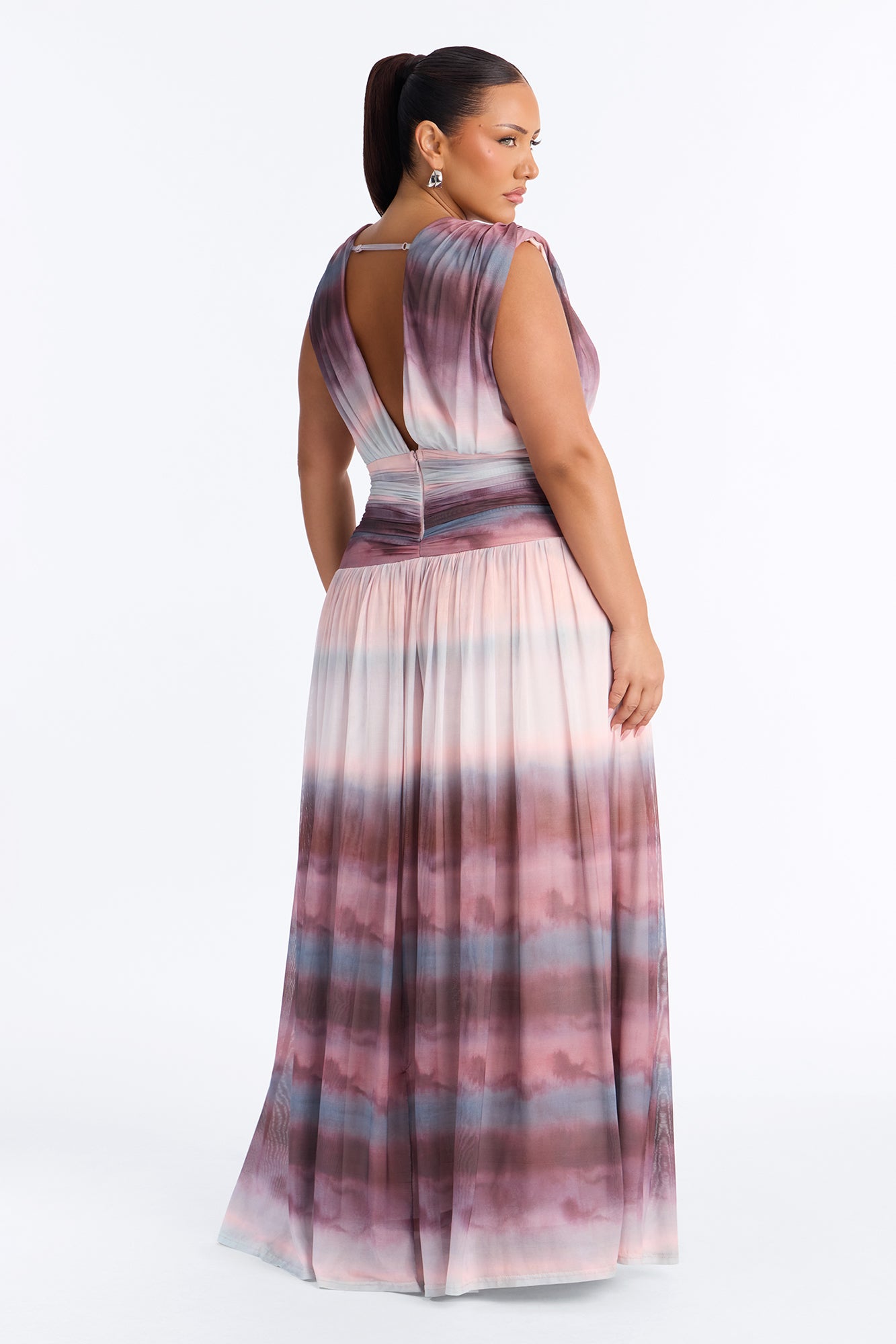 Classic Chic Mesh Maxi Dress - Mauve/combo